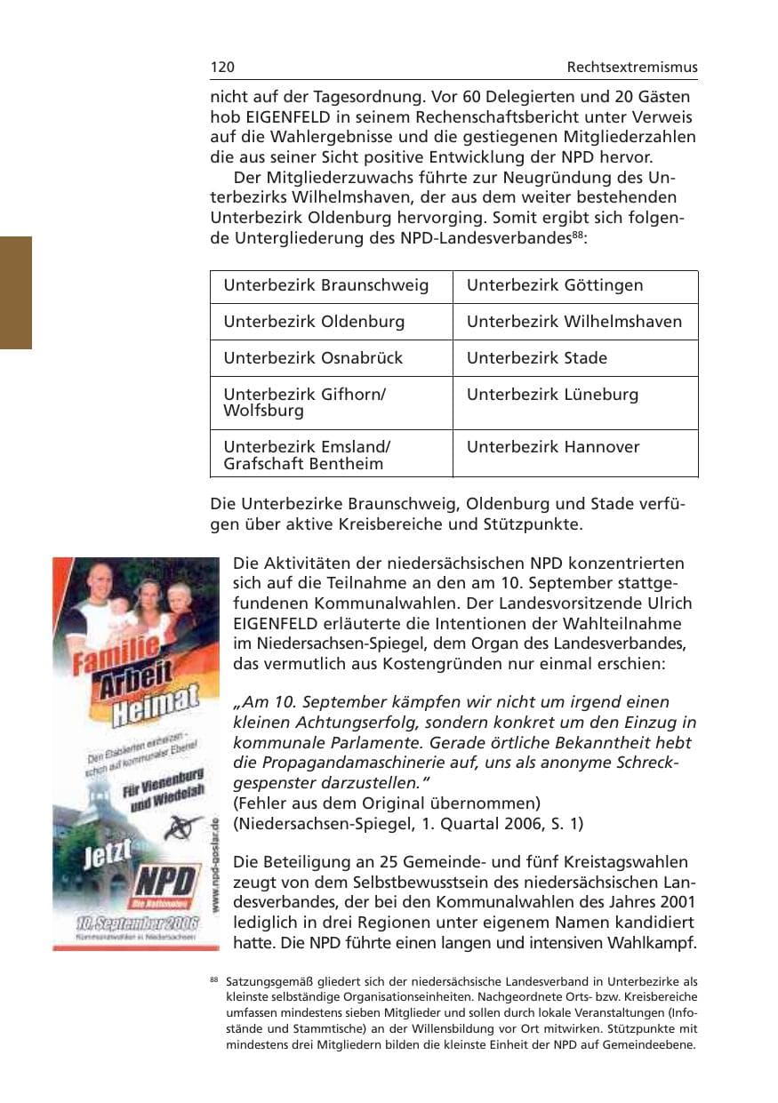 Seite 121 des Verfassungsschutzbericht 2006 Niedersachsen