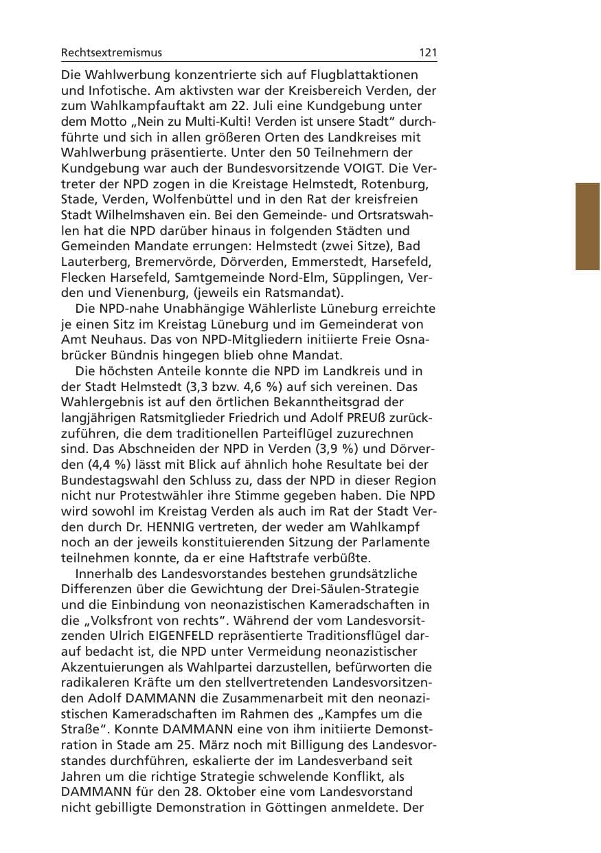 Seite 122 des Verfassungsschutzbericht 2006 Niedersachsen