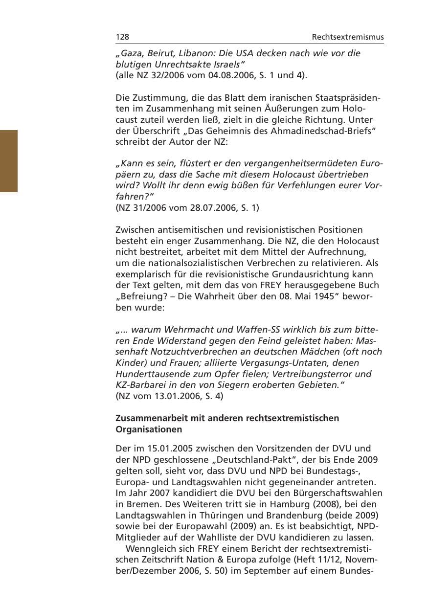 Seite 129 des Verfassungsschutzbericht 2006 Niedersachsen