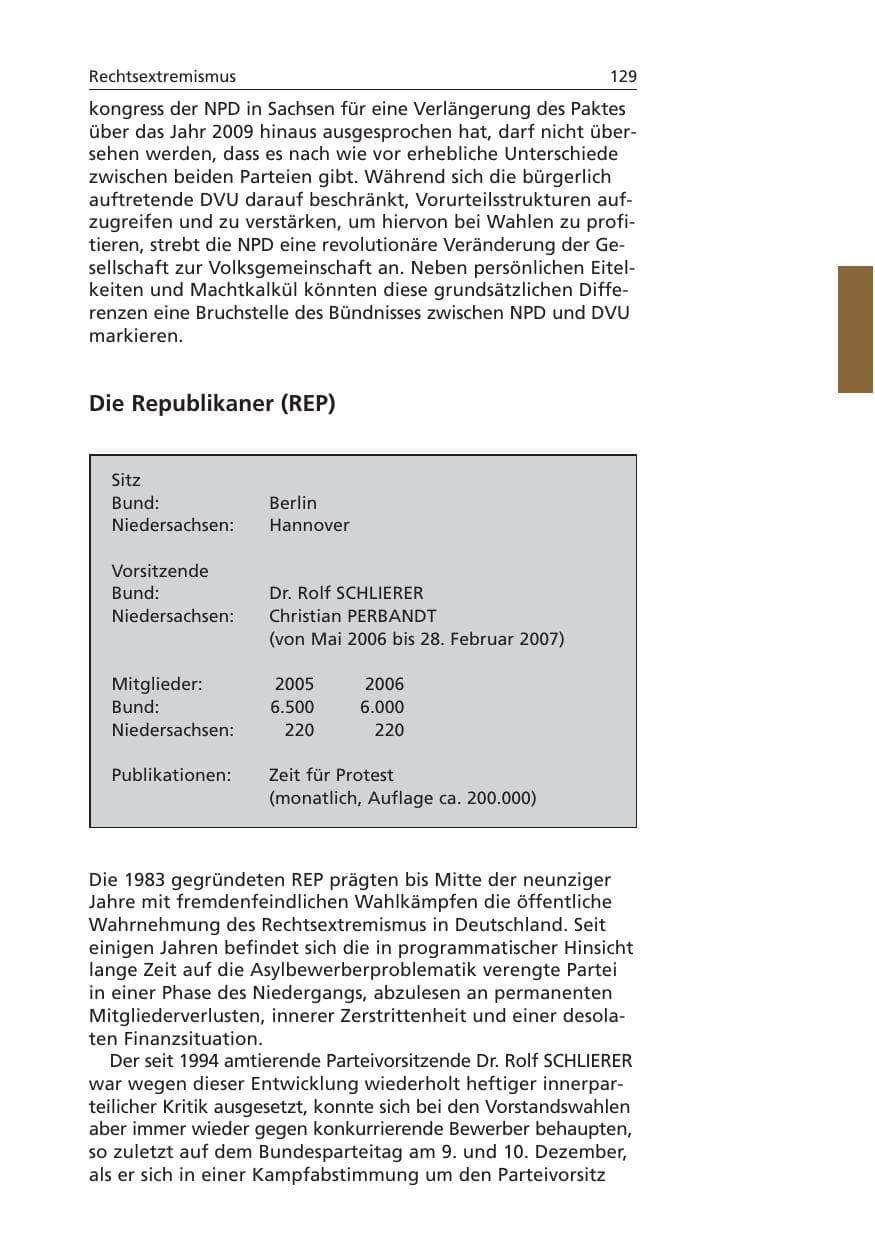 Seite 130 des Verfassungsschutzbericht 2006 Niedersachsen