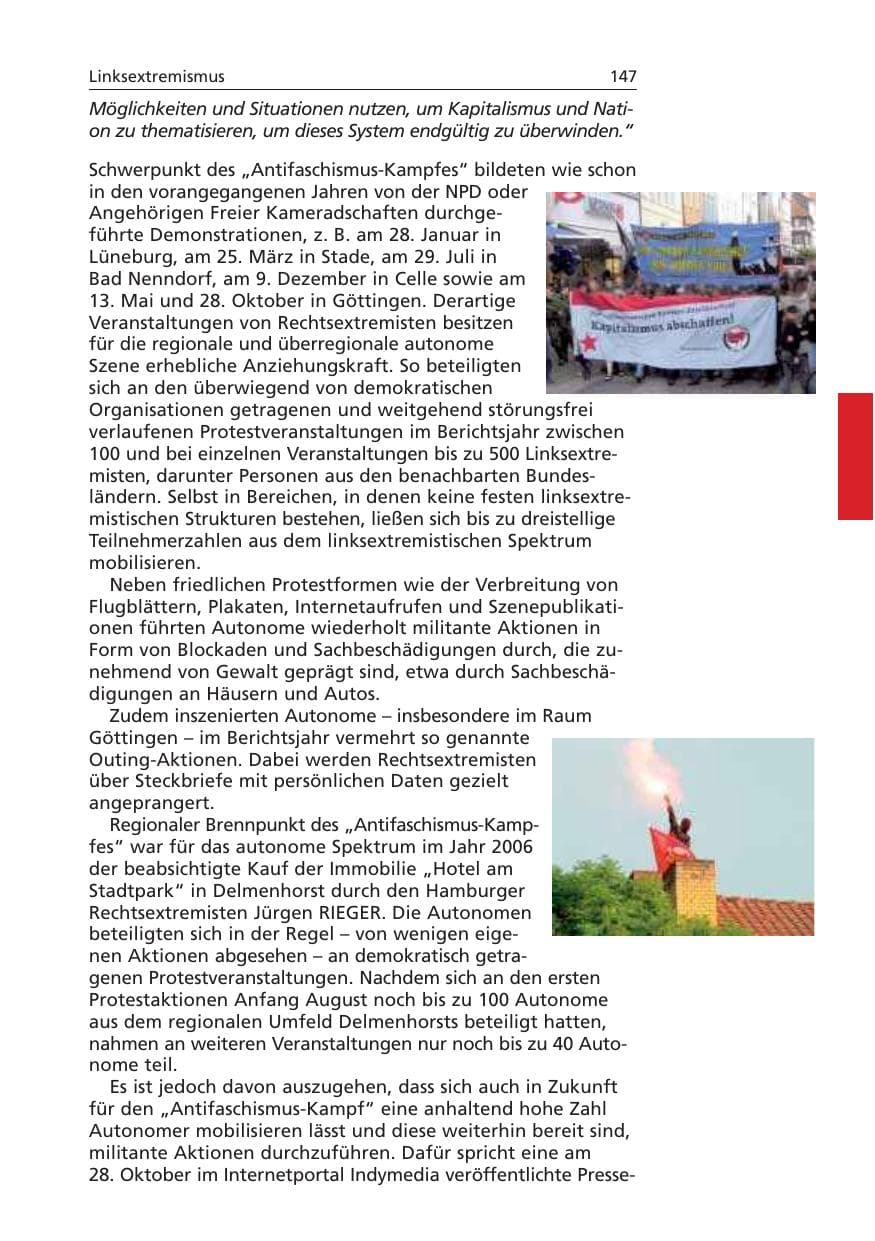 Seite 148 des Verfassungsschutzbericht 2006 Niedersachsen