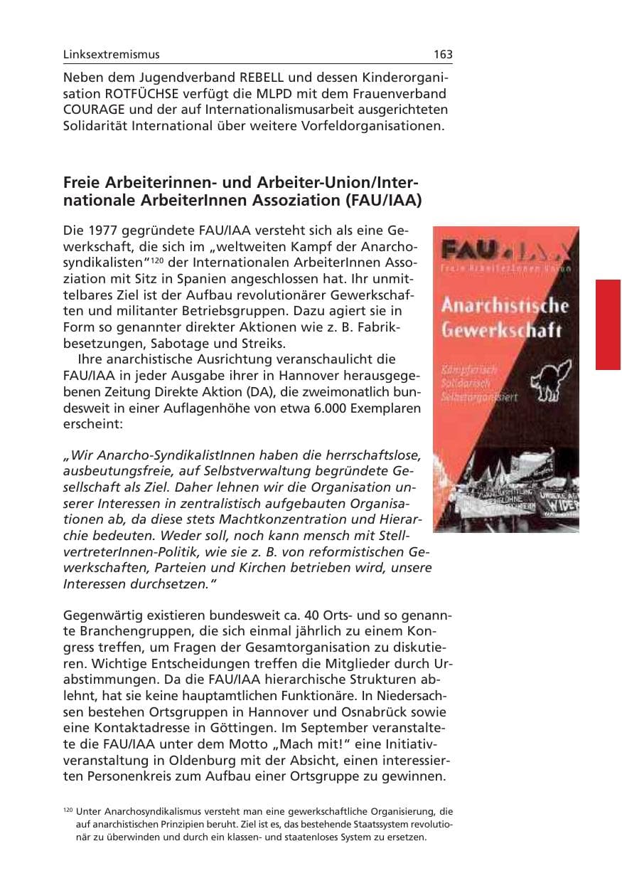 Seite 164 des Verfassungsschutzbericht 2006 Niedersachsen