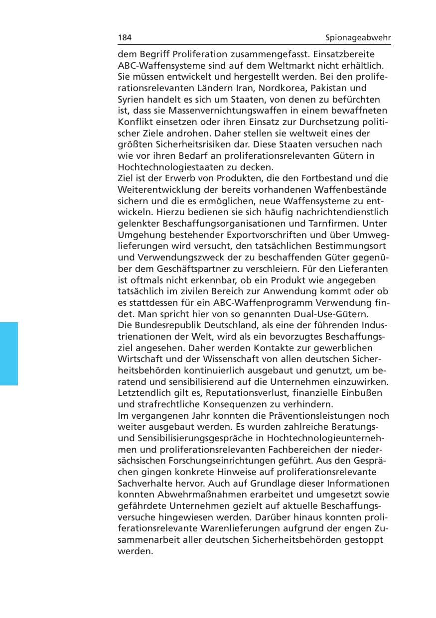 Seite 185 des Verfassungsschutzbericht 2006 Niedersachsen