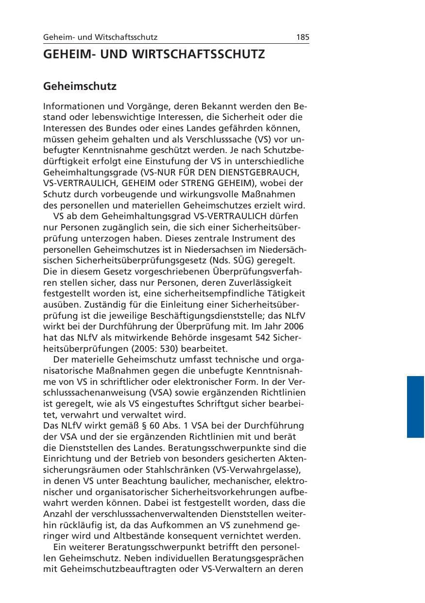Seite 186 des Verfassungsschutzbericht 2006 Niedersachsen