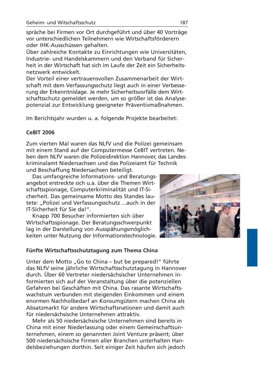 Seite 188 des Verfassungsschutzbericht 2006 Niedersachsen