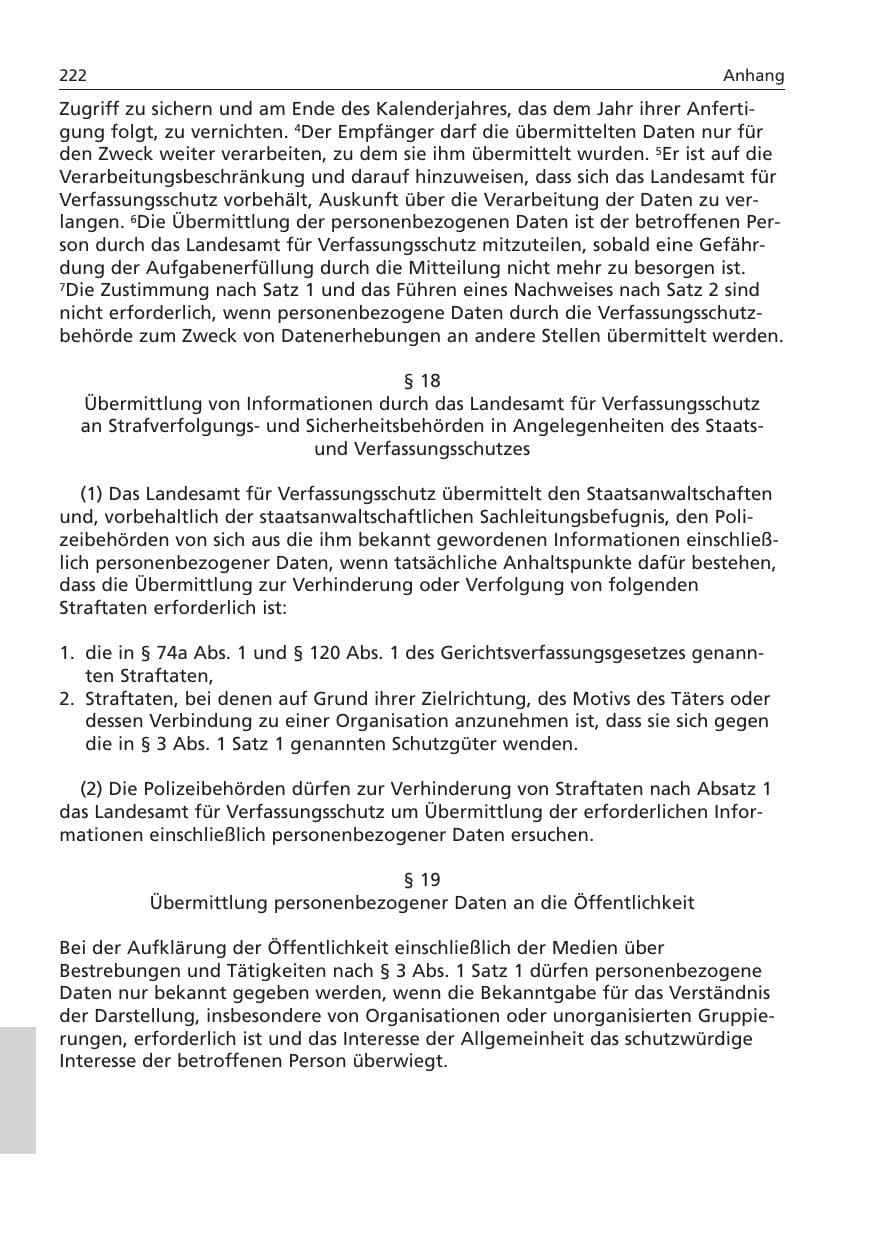 Seite 223 des Verfassungsschutzbericht 2006 Niedersachsen