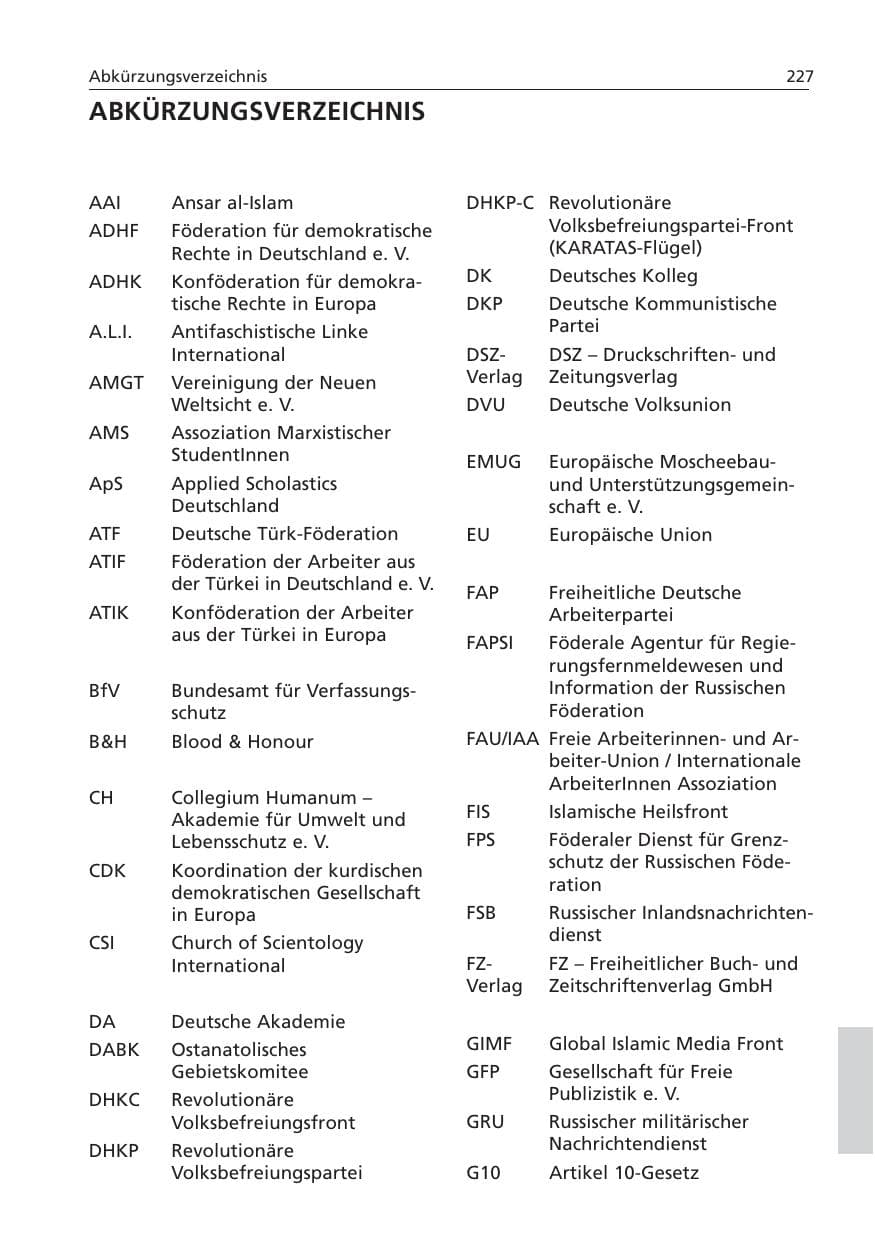 Seite 228 des Verfassungsschutzbericht 2006 Niedersachsen