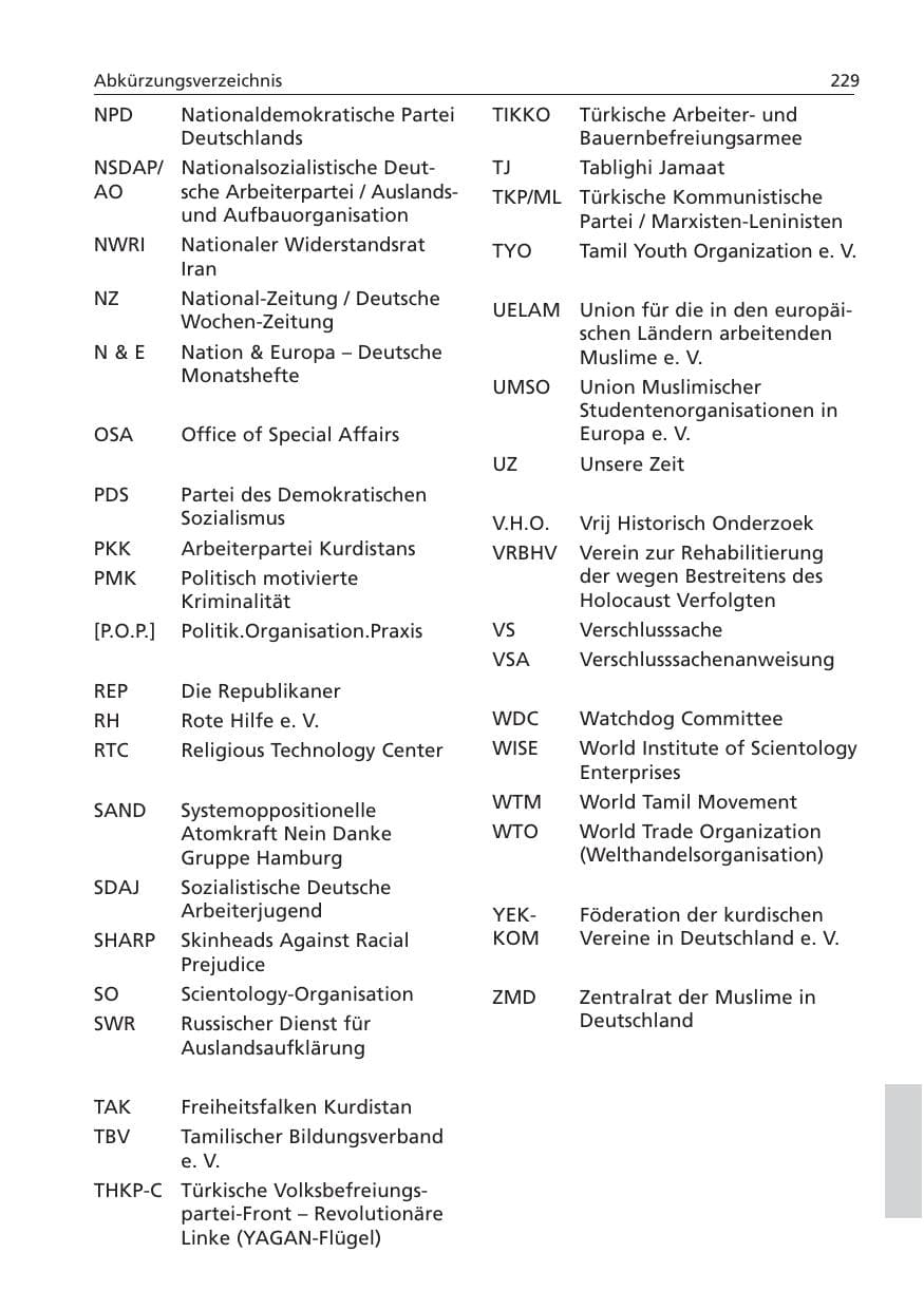 Seite 230 des Verfassungsschutzbericht 2006 Niedersachsen