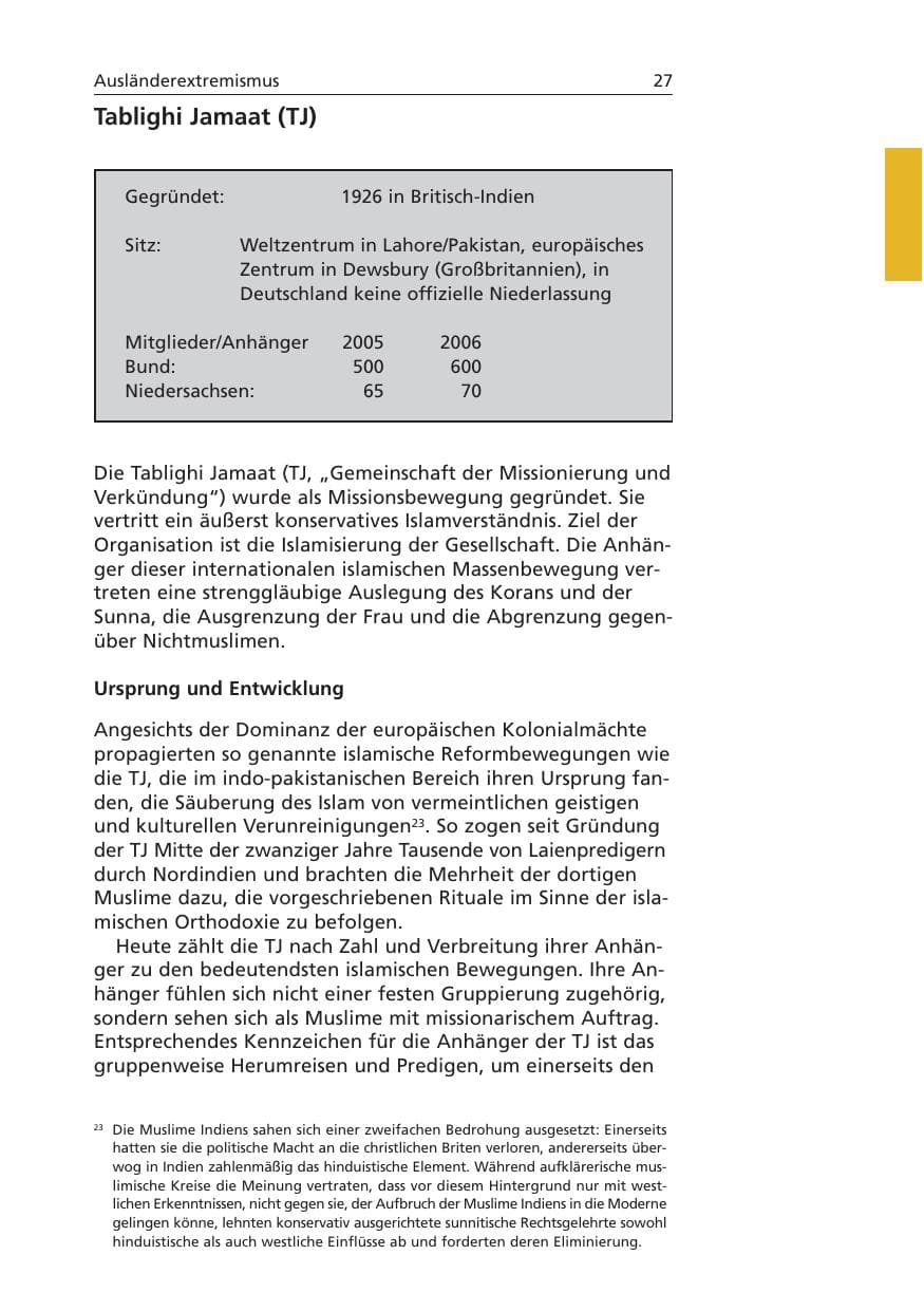Seite 28 des Verfassungsschutzbericht 2006 Niedersachsen