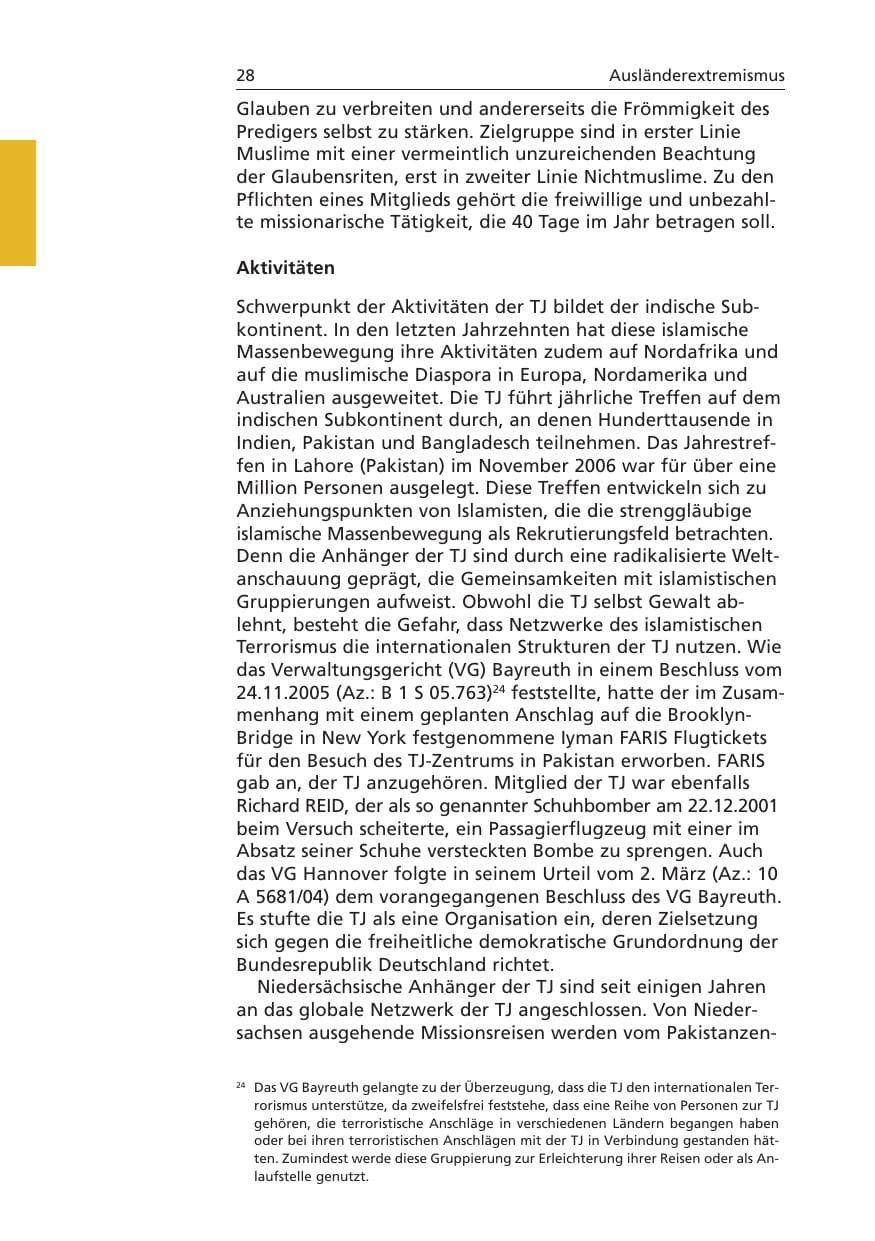 Seite 29 des Verfassungsschutzbericht 2006 Niedersachsen