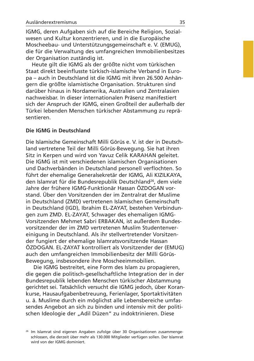 Seite 36 des Verfassungsschutzbericht 2006 Niedersachsen