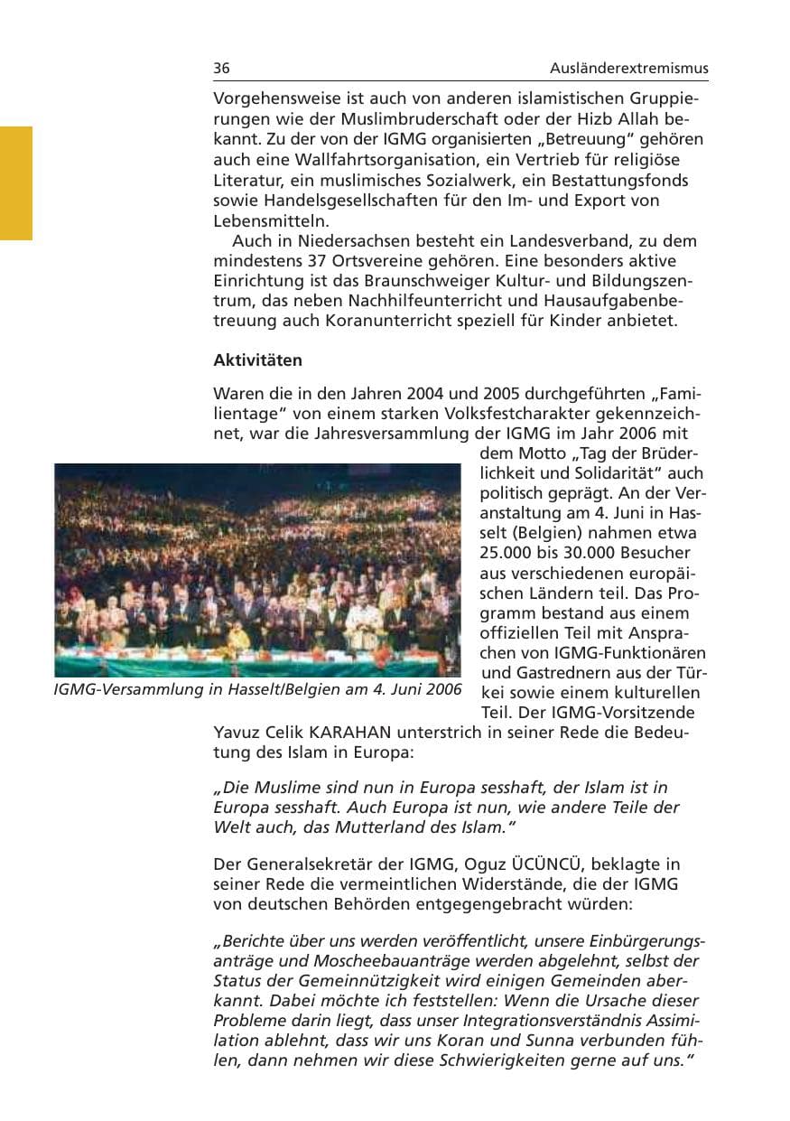 Seite 37 des Verfassungsschutzbericht 2006 Niedersachsen