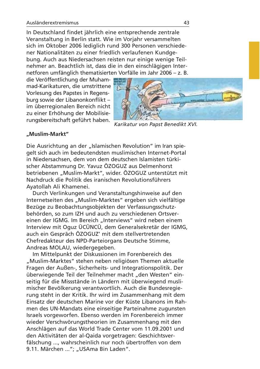 Seite 44 des Verfassungsschutzbericht 2006 Niedersachsen