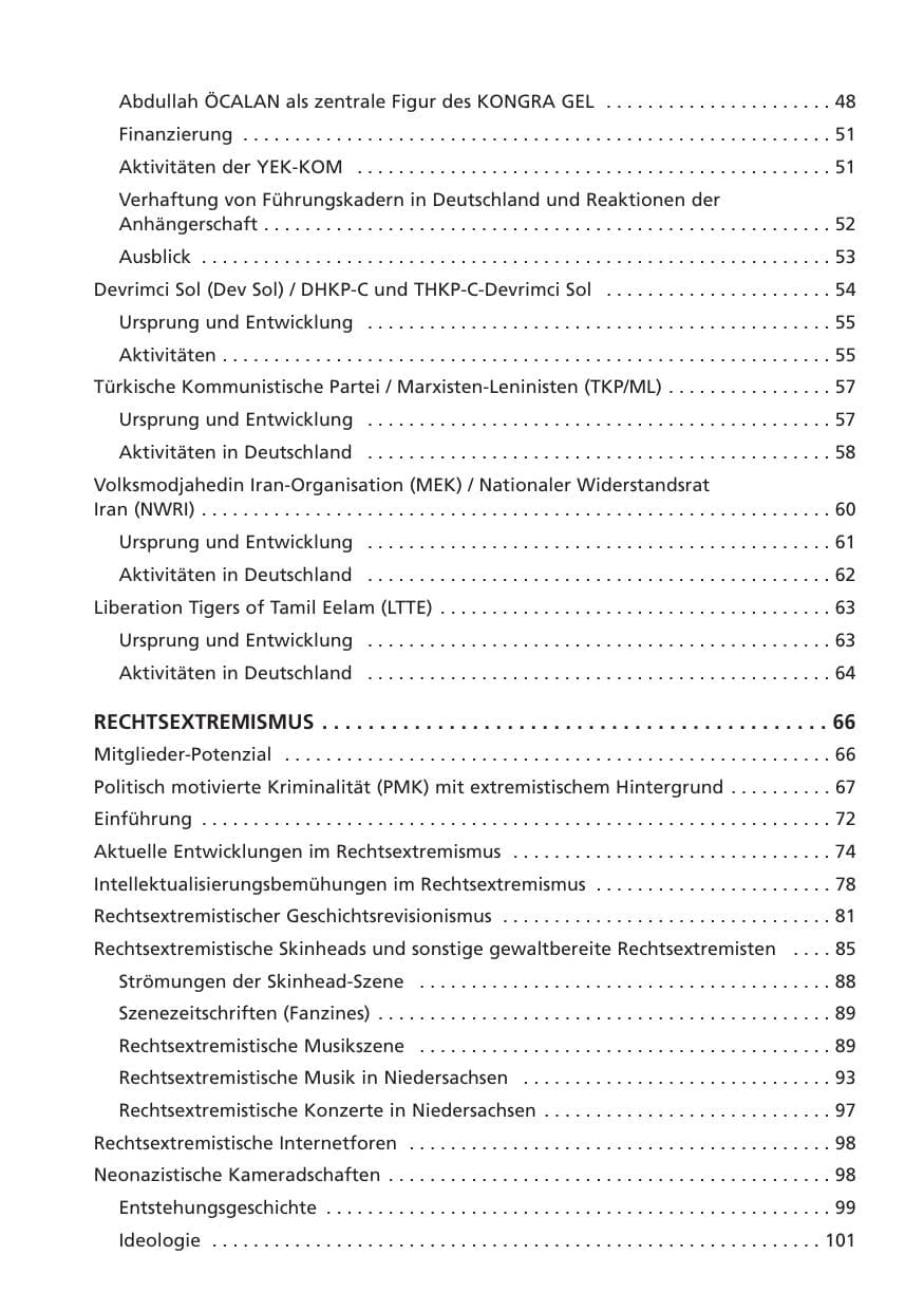 Seite 6 des Verfassungsschutzbericht 2006 Niedersachsen