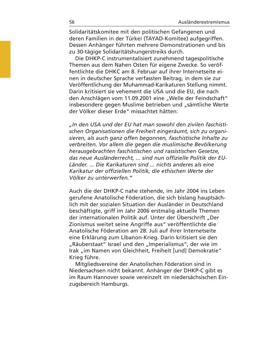 Seite 57 des Verfassungsschutzbericht 2006 Niedersachsen