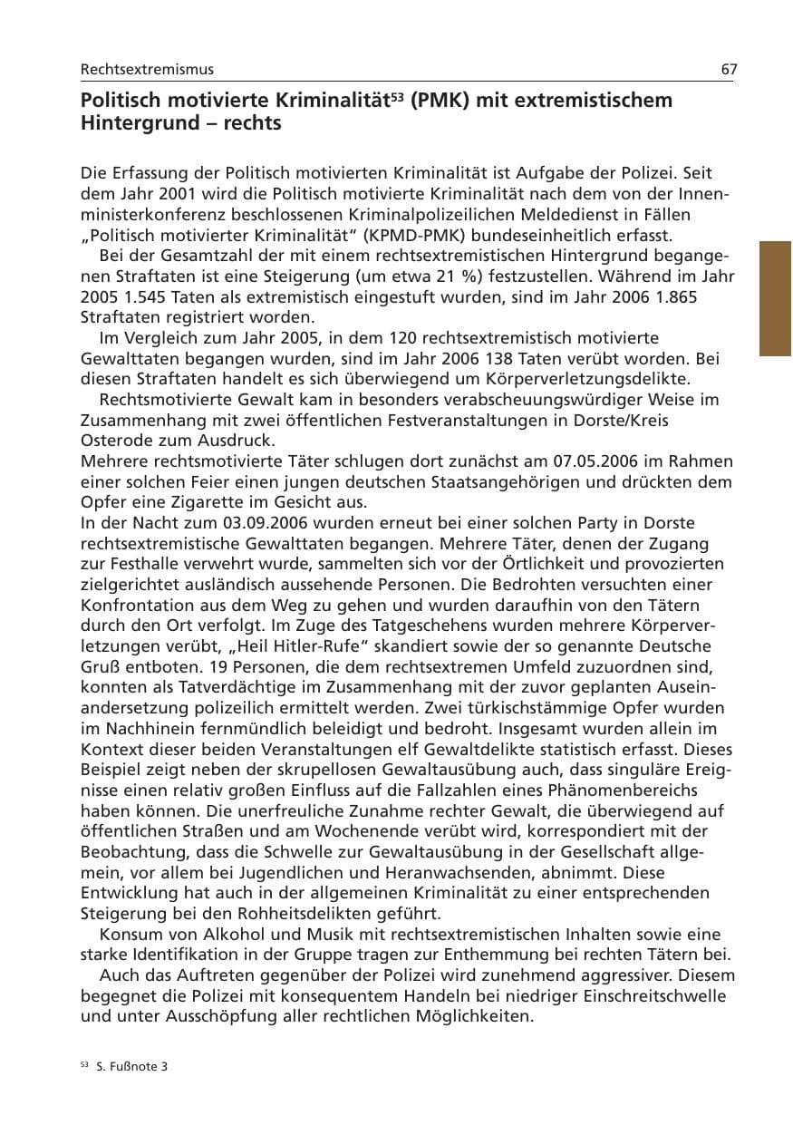 Seite 68 des Verfassungsschutzbericht 2006 Niedersachsen