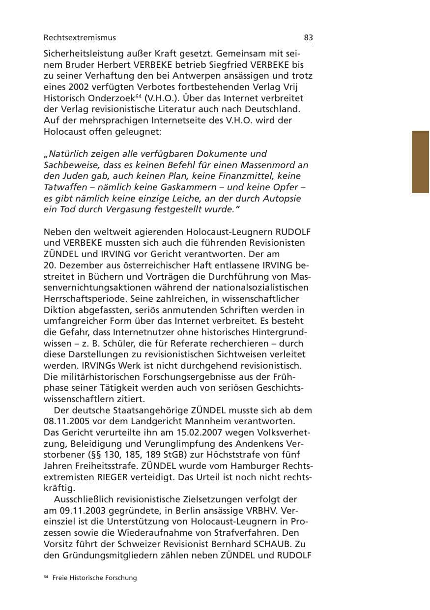 Seite 84 des Verfassungsschutzbericht 2006 Niedersachsen