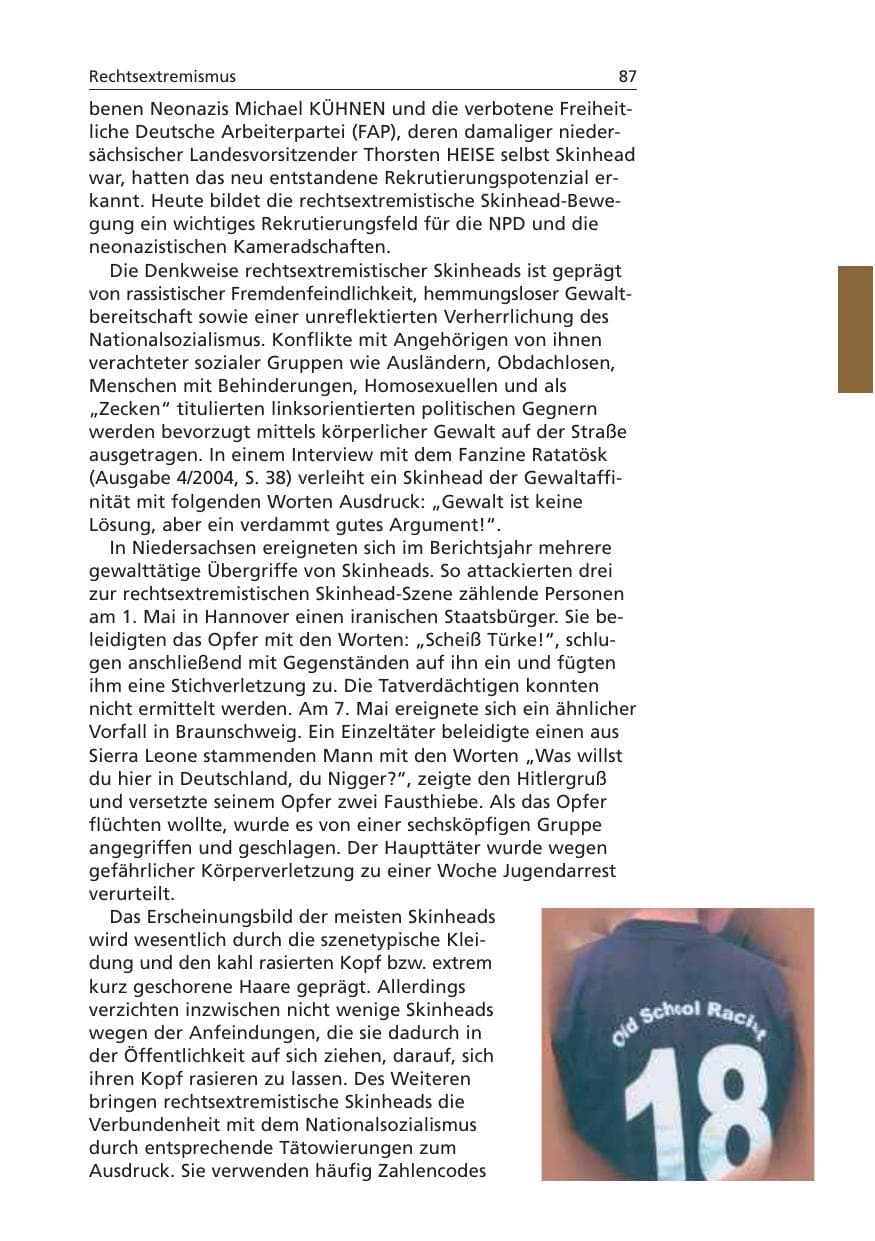 Seite 88 des Verfassungsschutzbericht 2006 Niedersachsen