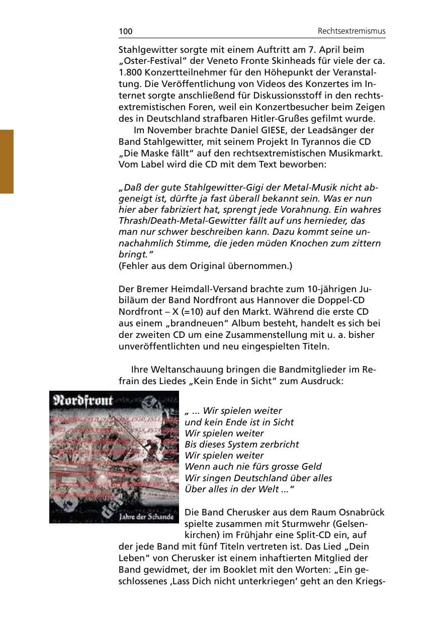 Seite 102 des Verfassungsschutzbericht 2007 Niedersachsen