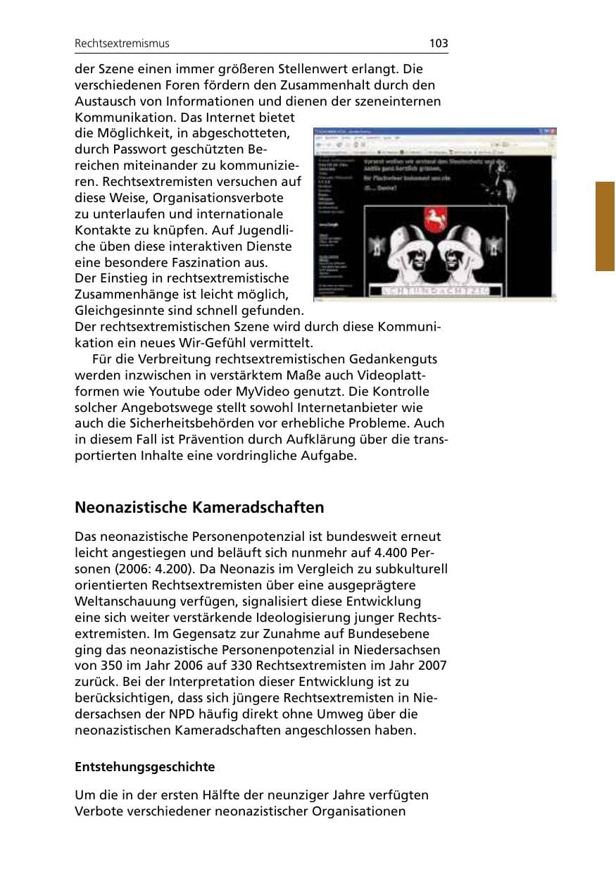 Seite 105 des Verfassungsschutzbericht 2007 Niedersachsen