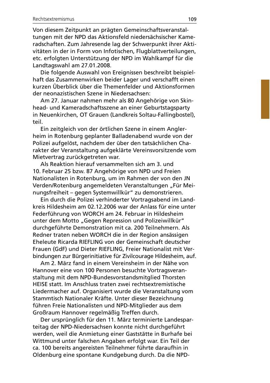 Seite 111 des Verfassungsschutzbericht 2007 Niedersachsen
