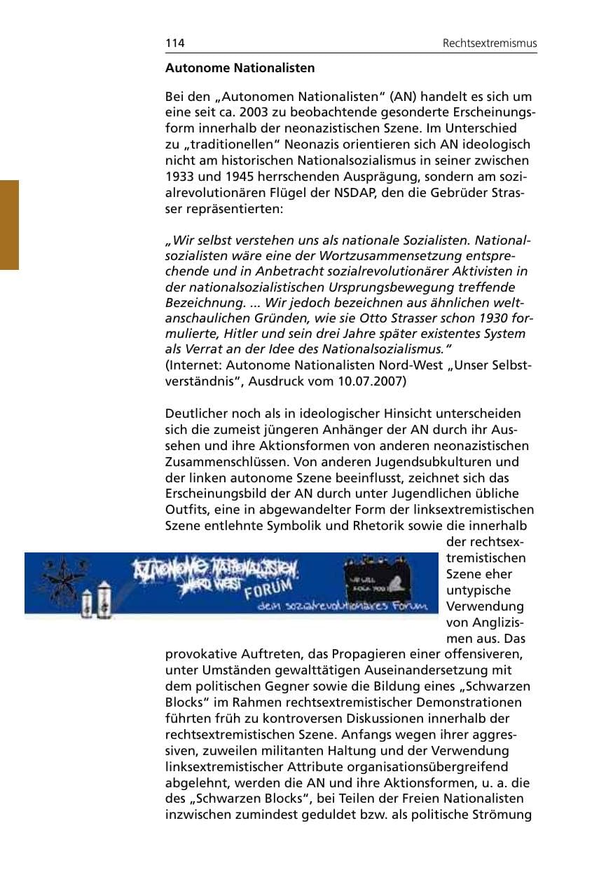 Seite 116 des Verfassungsschutzbericht 2007 Niedersachsen