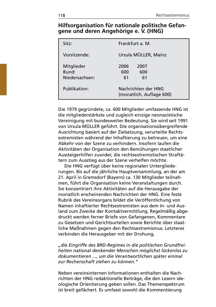 Seite 120 des Verfassungsschutzbericht 2007 Niedersachsen