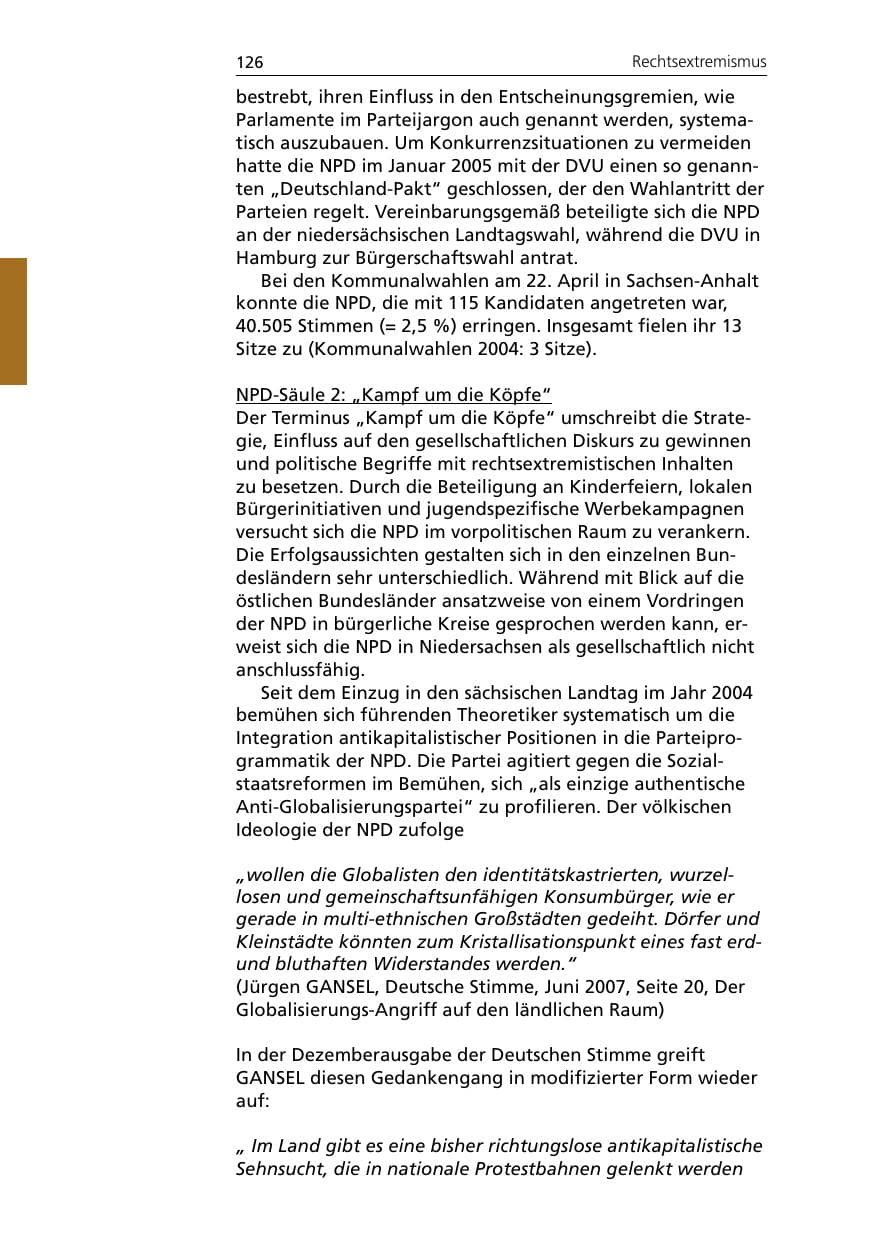 Seite 128 des Verfassungsschutzbericht 2007 Niedersachsen