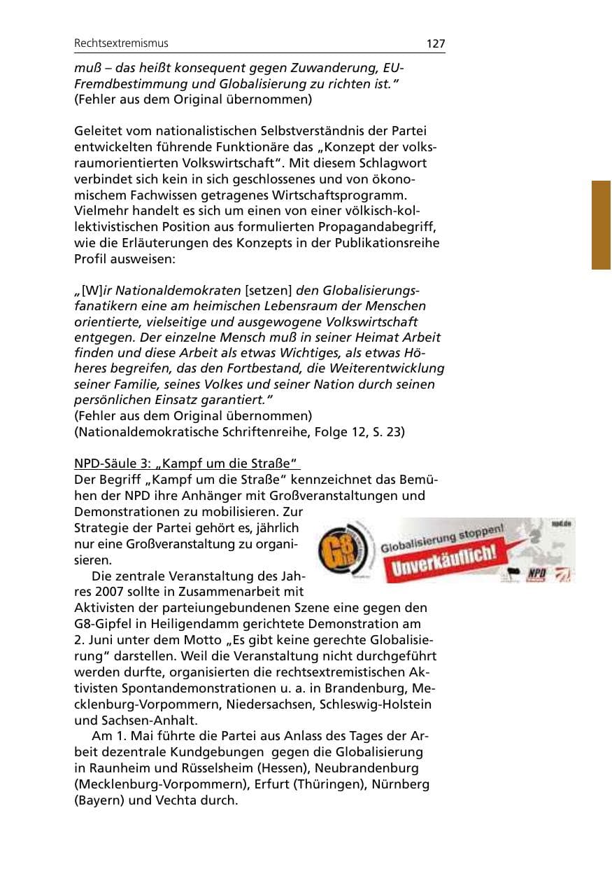 Seite 129 des Verfassungsschutzbericht 2007 Niedersachsen