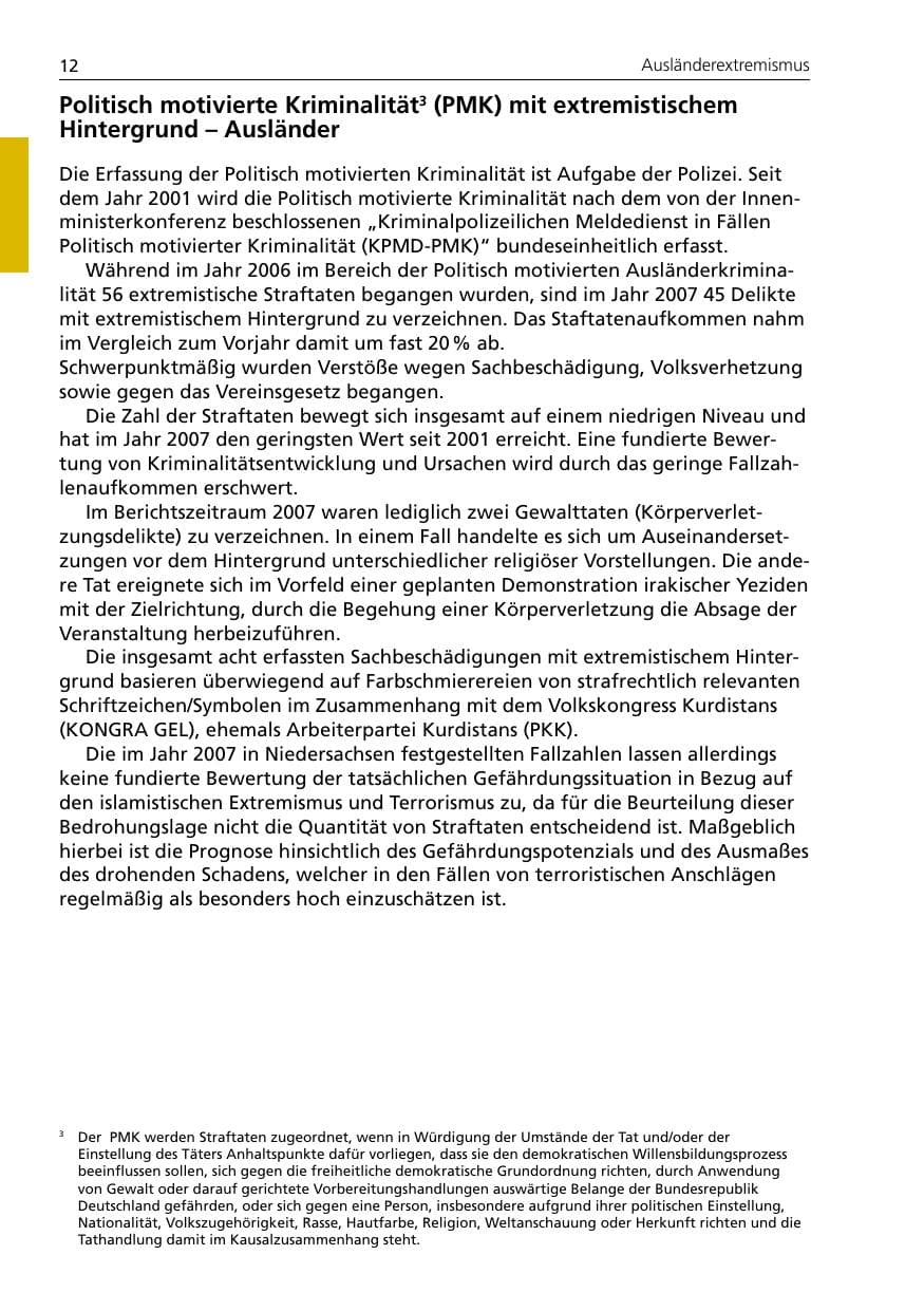 Seite 14 des Verfassungsschutzbericht 2007 Niedersachsen