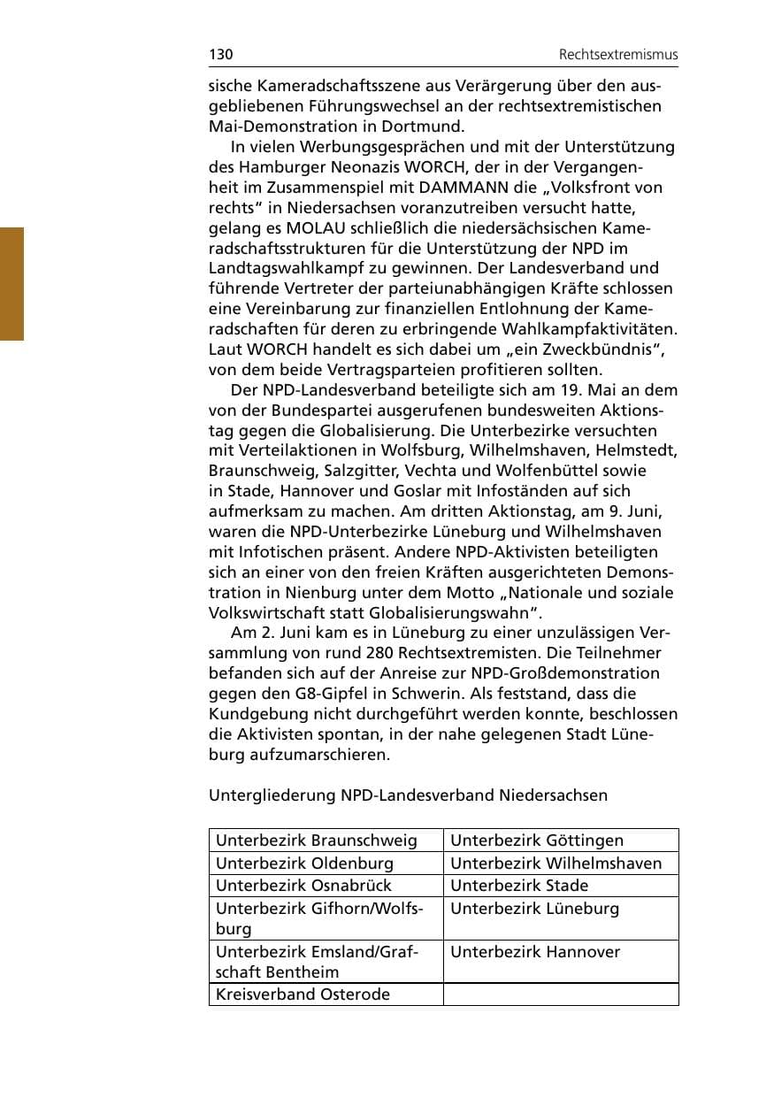 Seite 132 des Verfassungsschutzbericht 2007 Niedersachsen