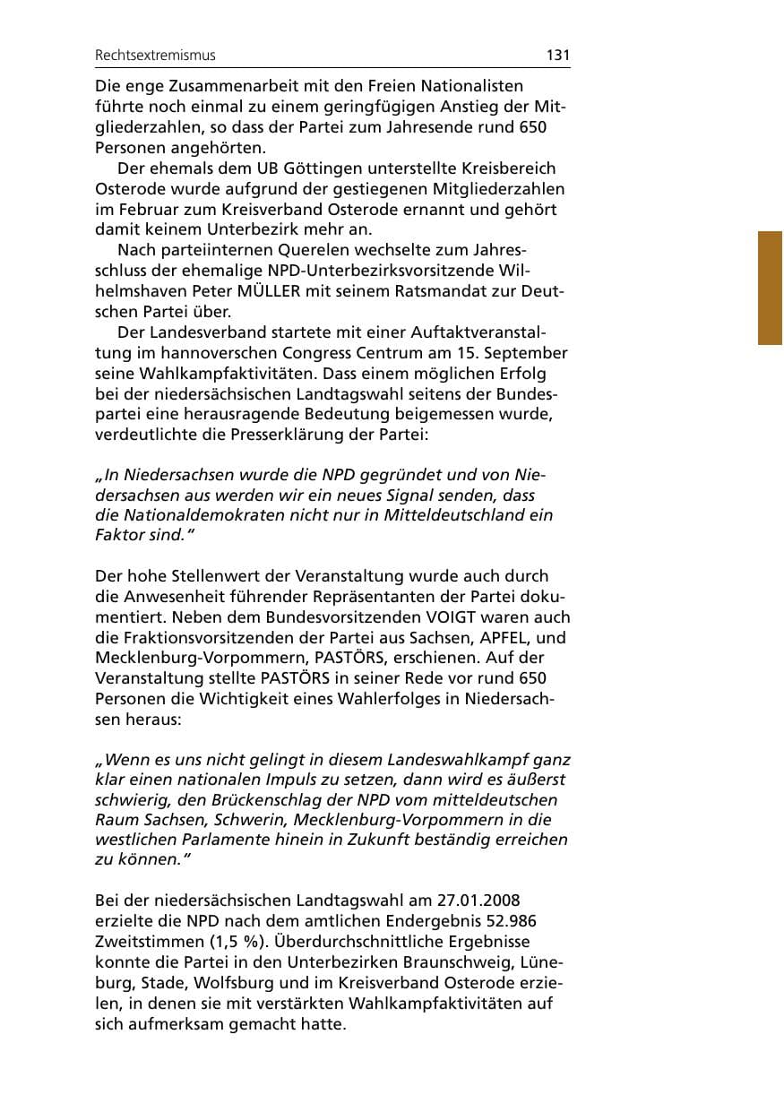 Seite 133 des Verfassungsschutzbericht 2007 Niedersachsen