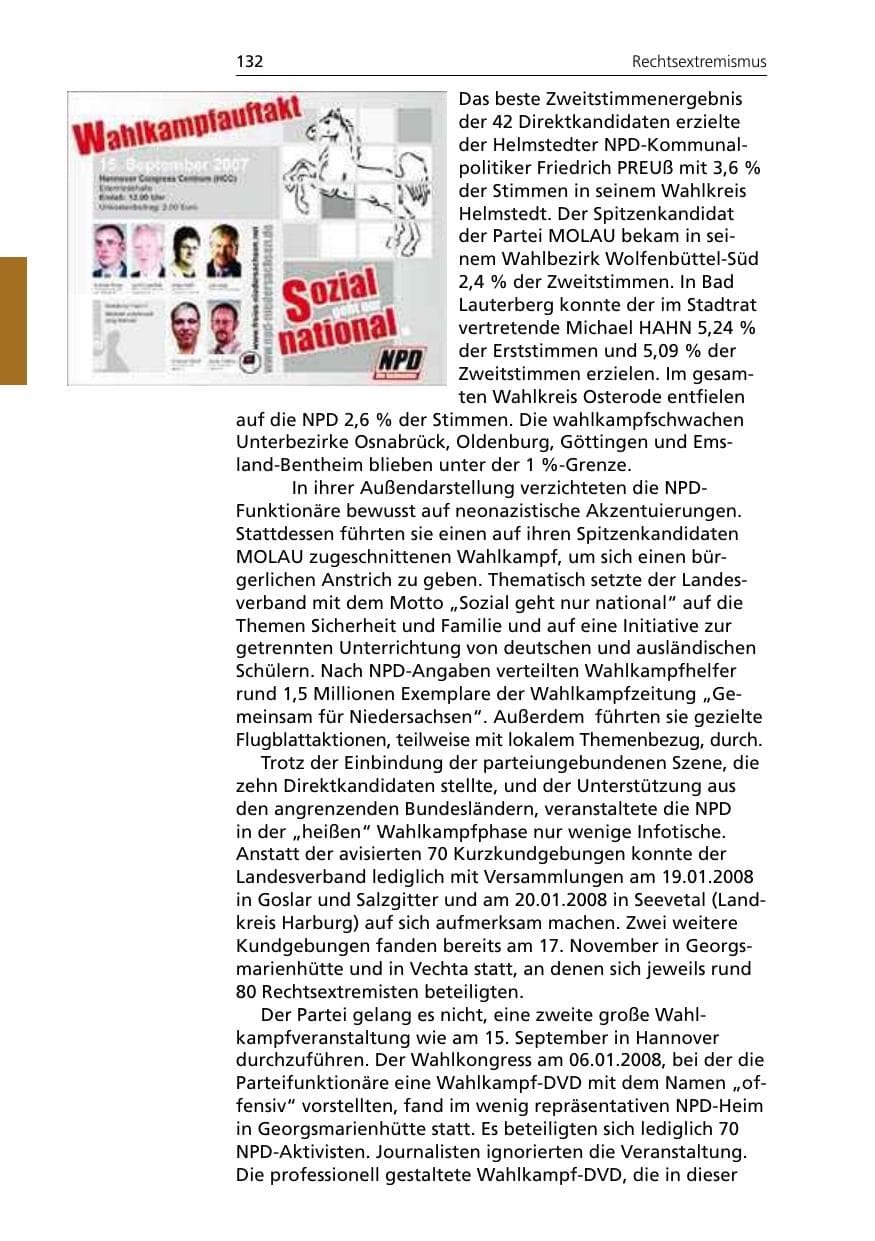 Seite 134 des Verfassungsschutzbericht 2007 Niedersachsen