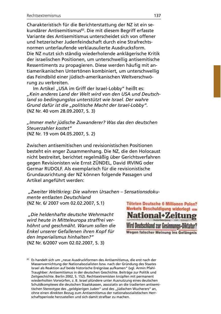 Seite 139 des Verfassungsschutzbericht 2007 Niedersachsen
