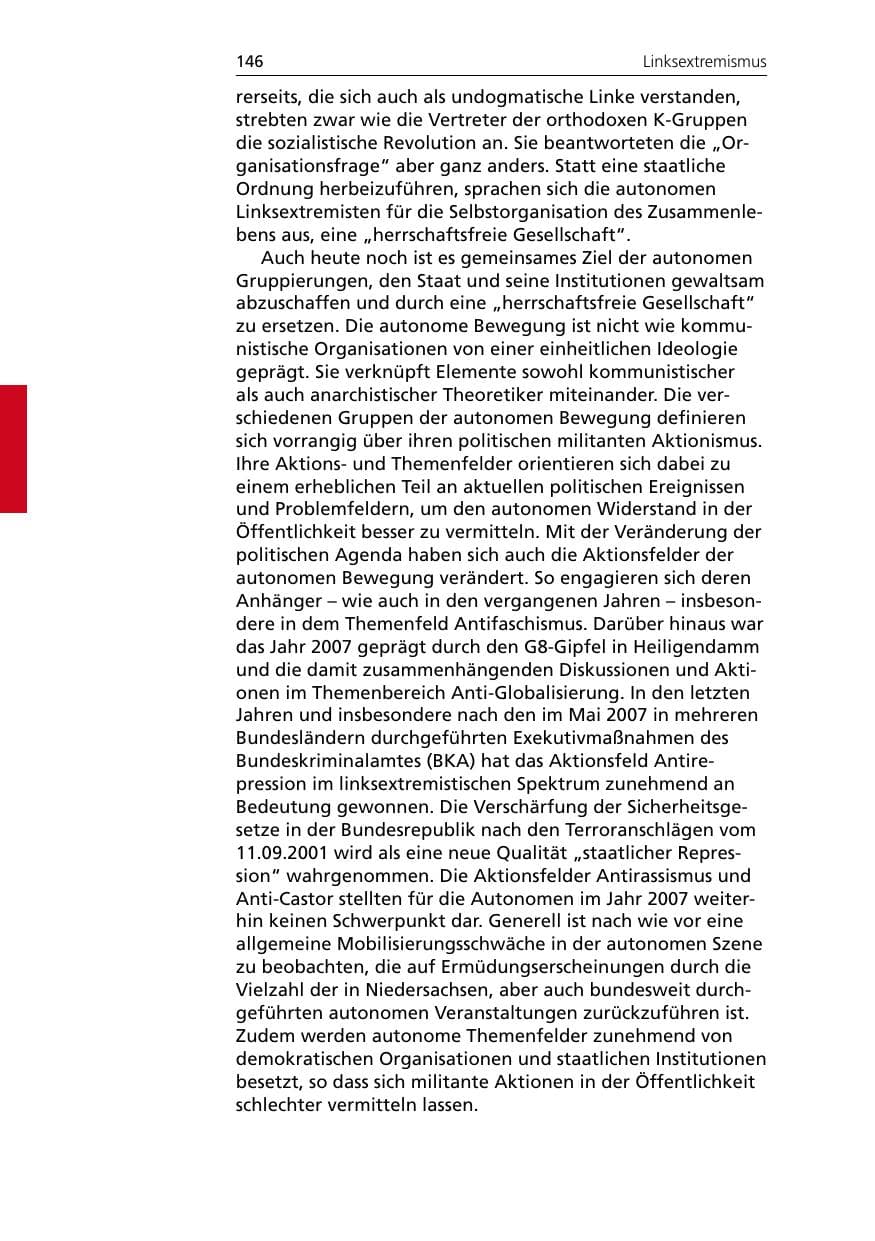 Seite 148 des Verfassungsschutzbericht 2007 Niedersachsen