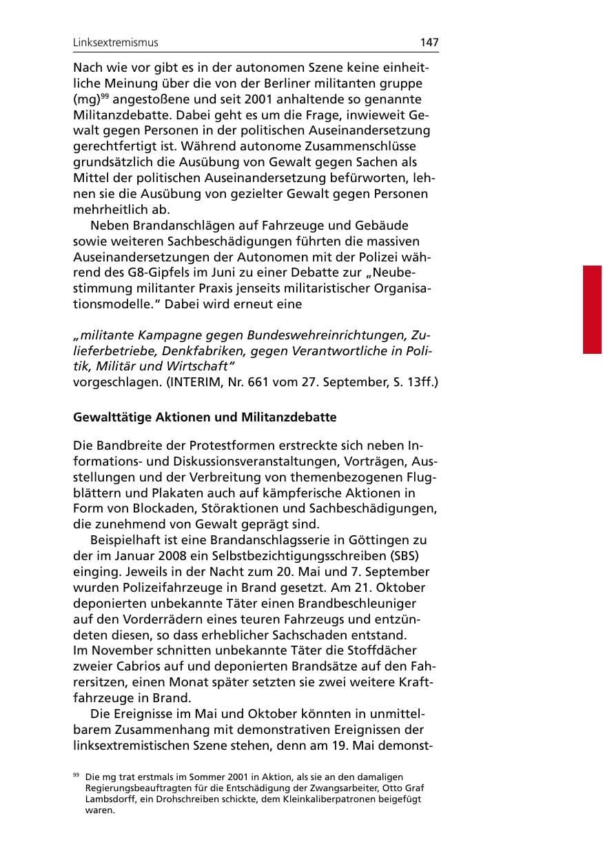 Seite 149 des Verfassungsschutzbericht 2007 Niedersachsen