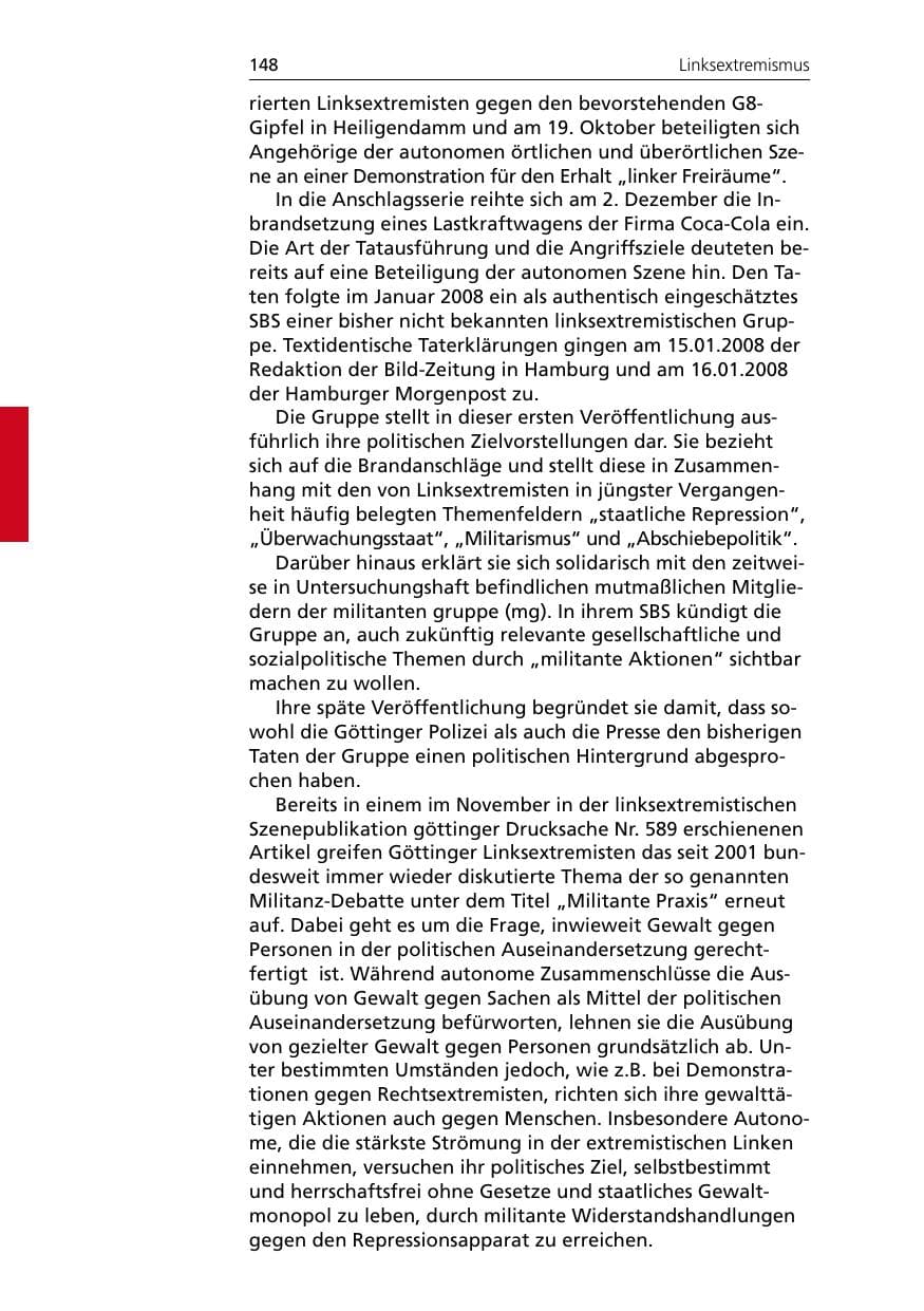 Seite 150 des Verfassungsschutzbericht 2007 Niedersachsen