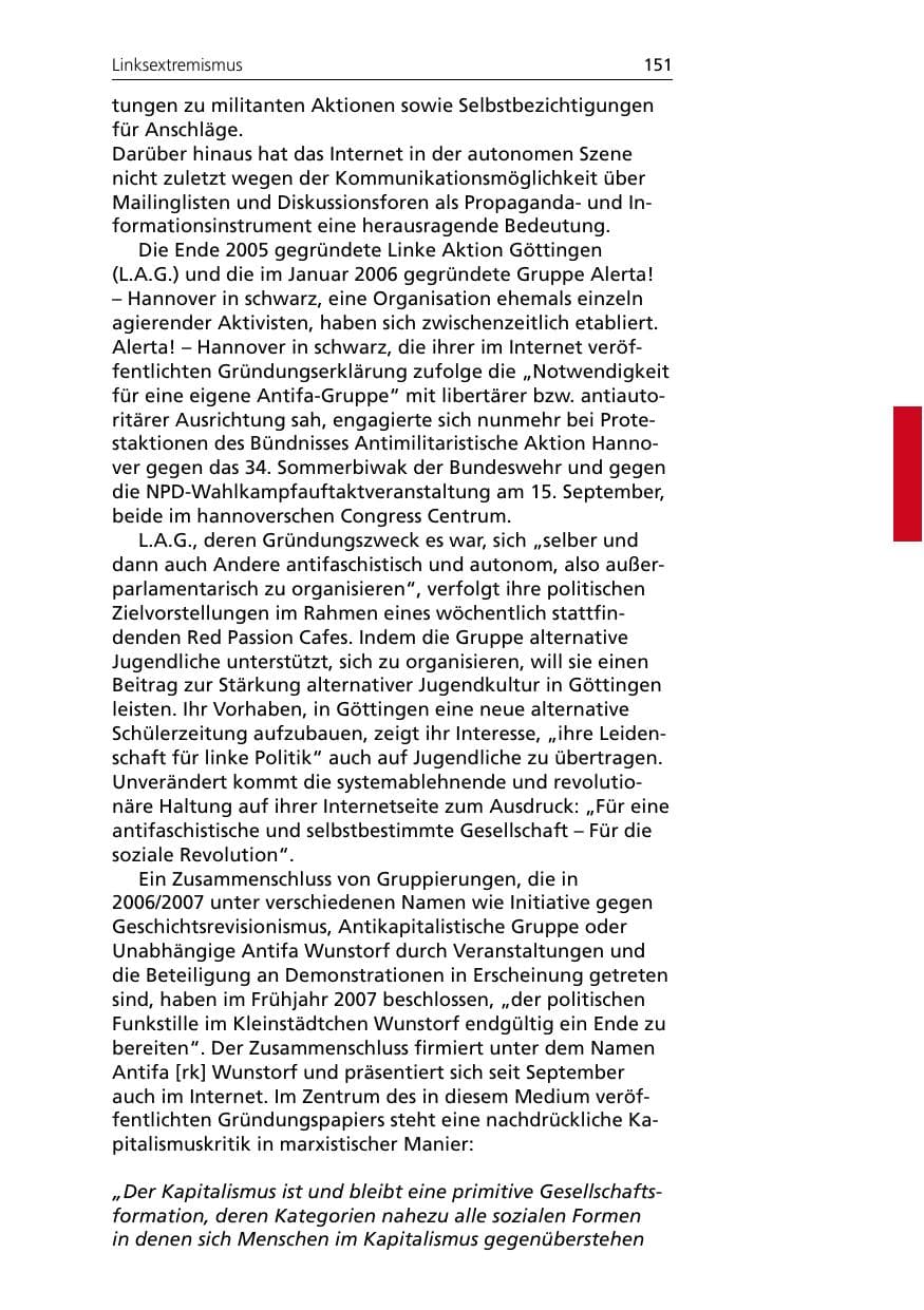Seite 153 des Verfassungsschutzbericht 2007 Niedersachsen