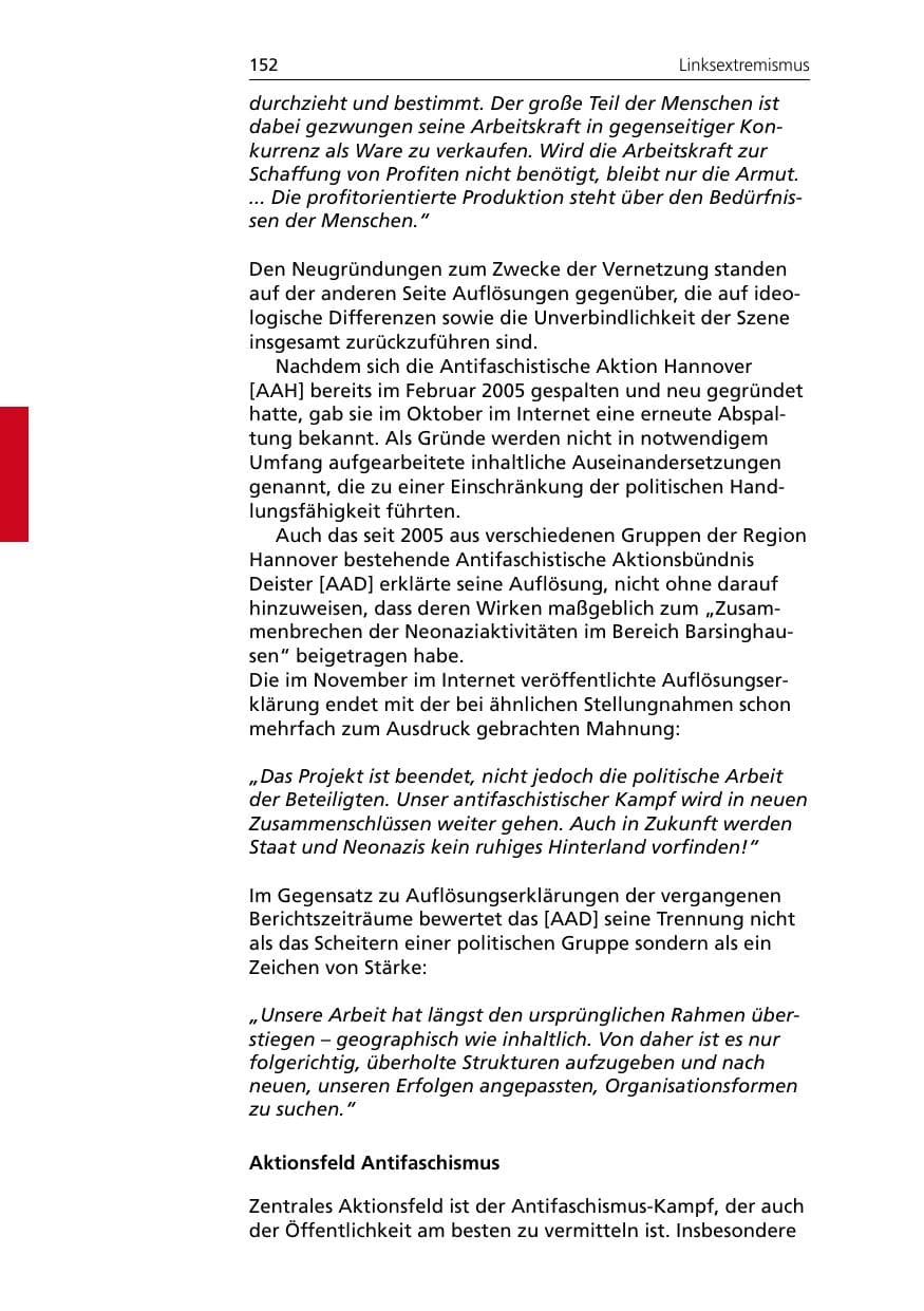 Seite 154 des Verfassungsschutzbericht 2007 Niedersachsen