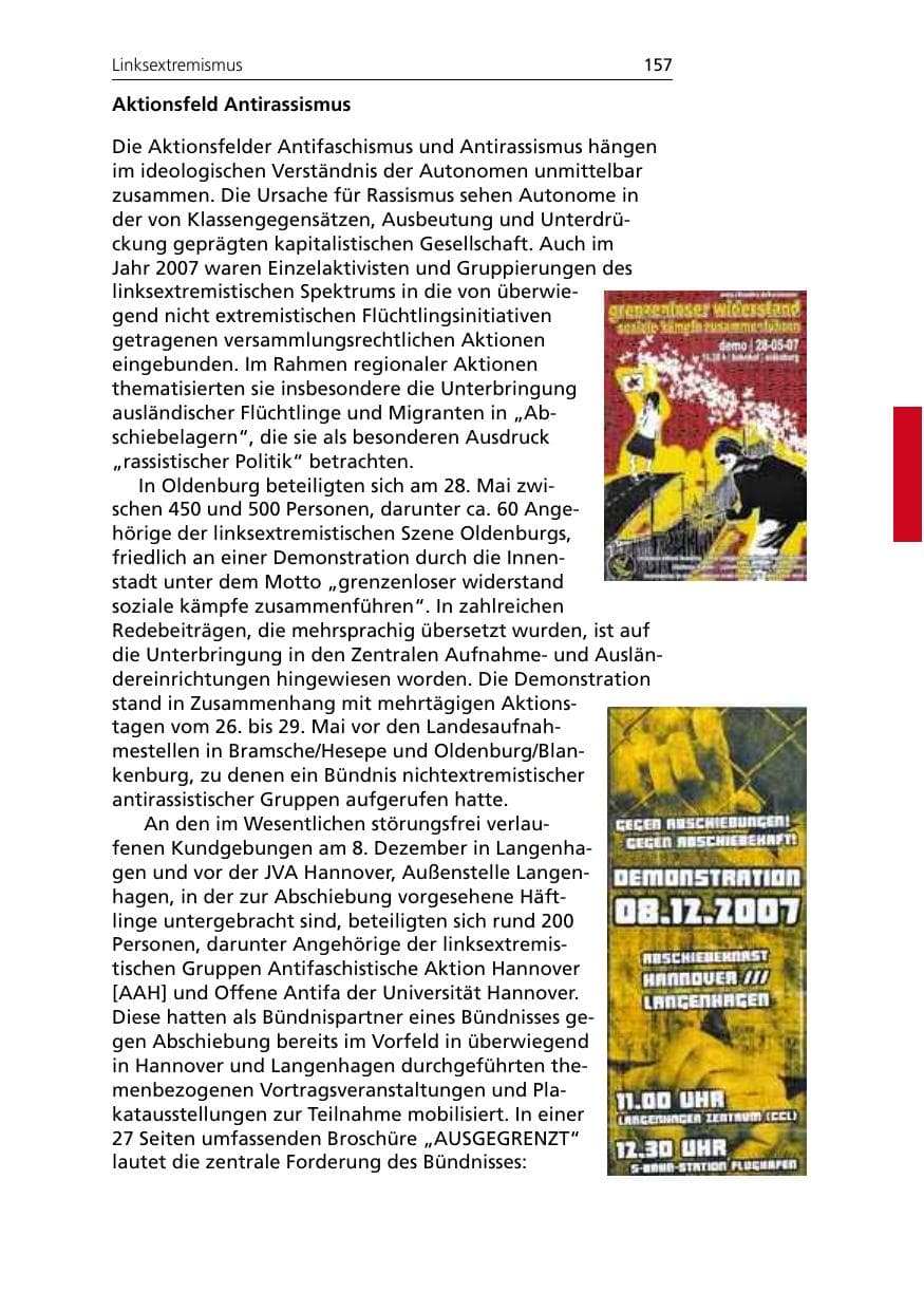 Seite 159 des Verfassungsschutzbericht 2007 Niedersachsen