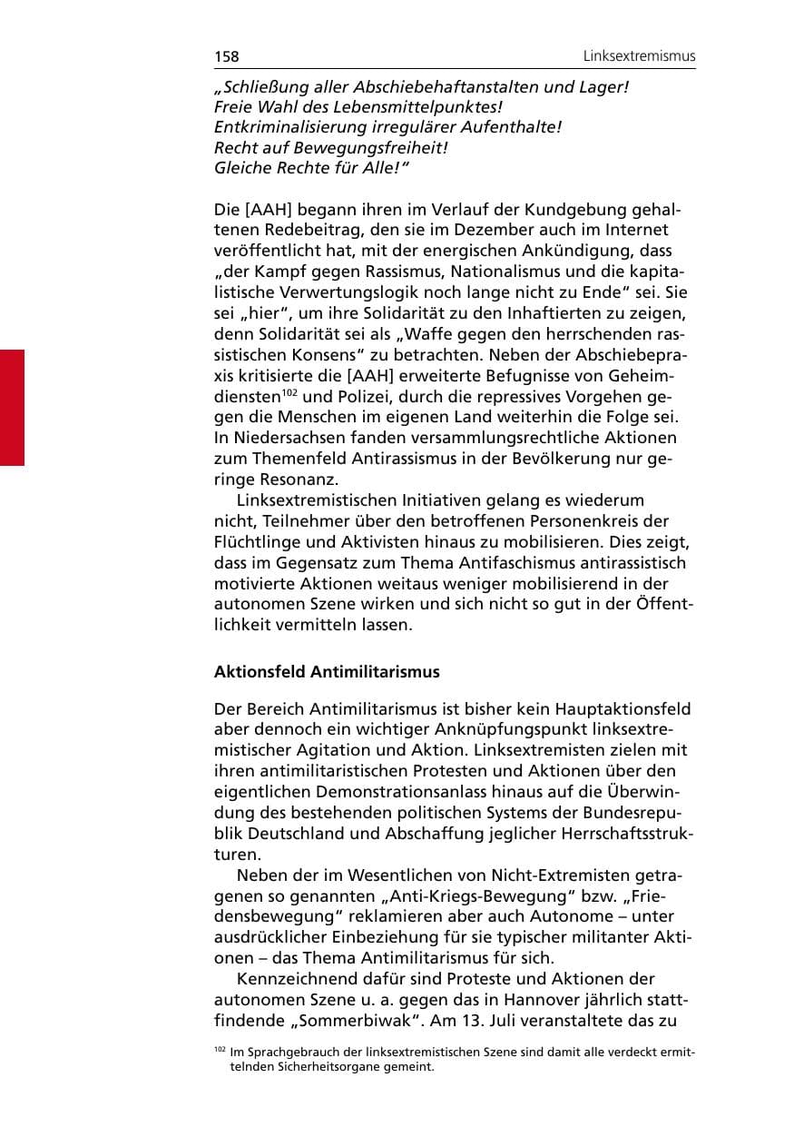 Seite 160 des Verfassungsschutzbericht 2007 Niedersachsen