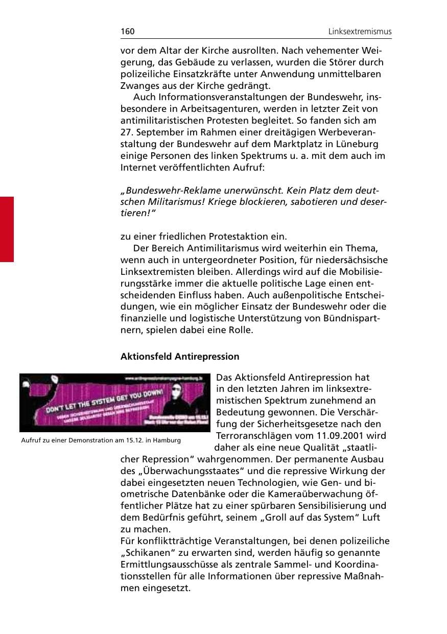 Seite 162 des Verfassungsschutzbericht 2007 Niedersachsen