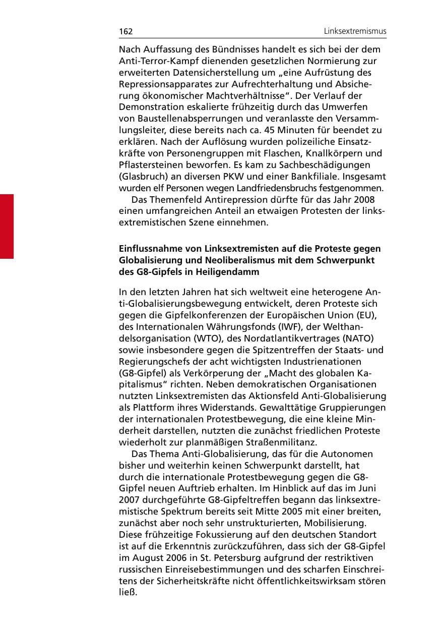 Seite 164 des Verfassungsschutzbericht 2007 Niedersachsen