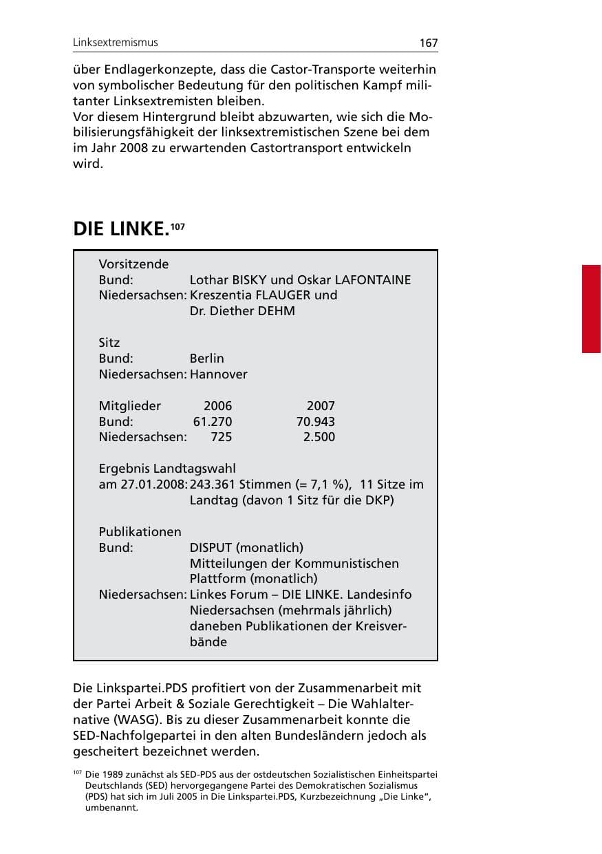 Seite 169 des Verfassungsschutzbericht 2007 Niedersachsen