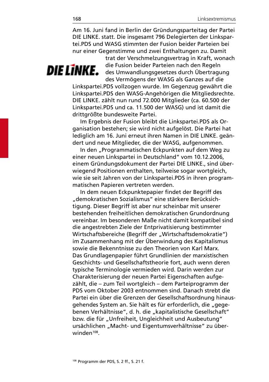 Seite 170 des Verfassungsschutzbericht 2007 Niedersachsen