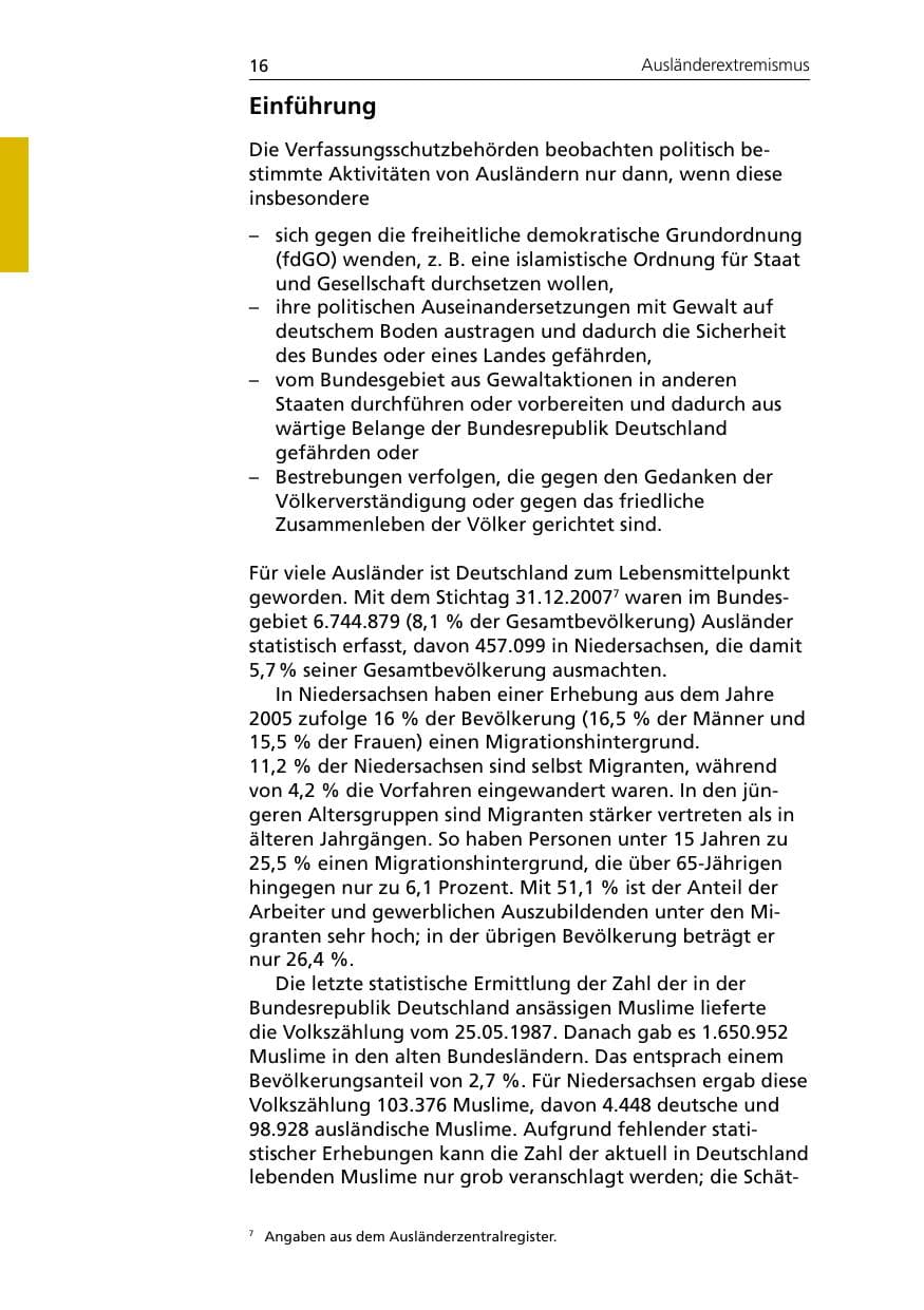 Seite 18 des Verfassungsschutzbericht 2007 Niedersachsen