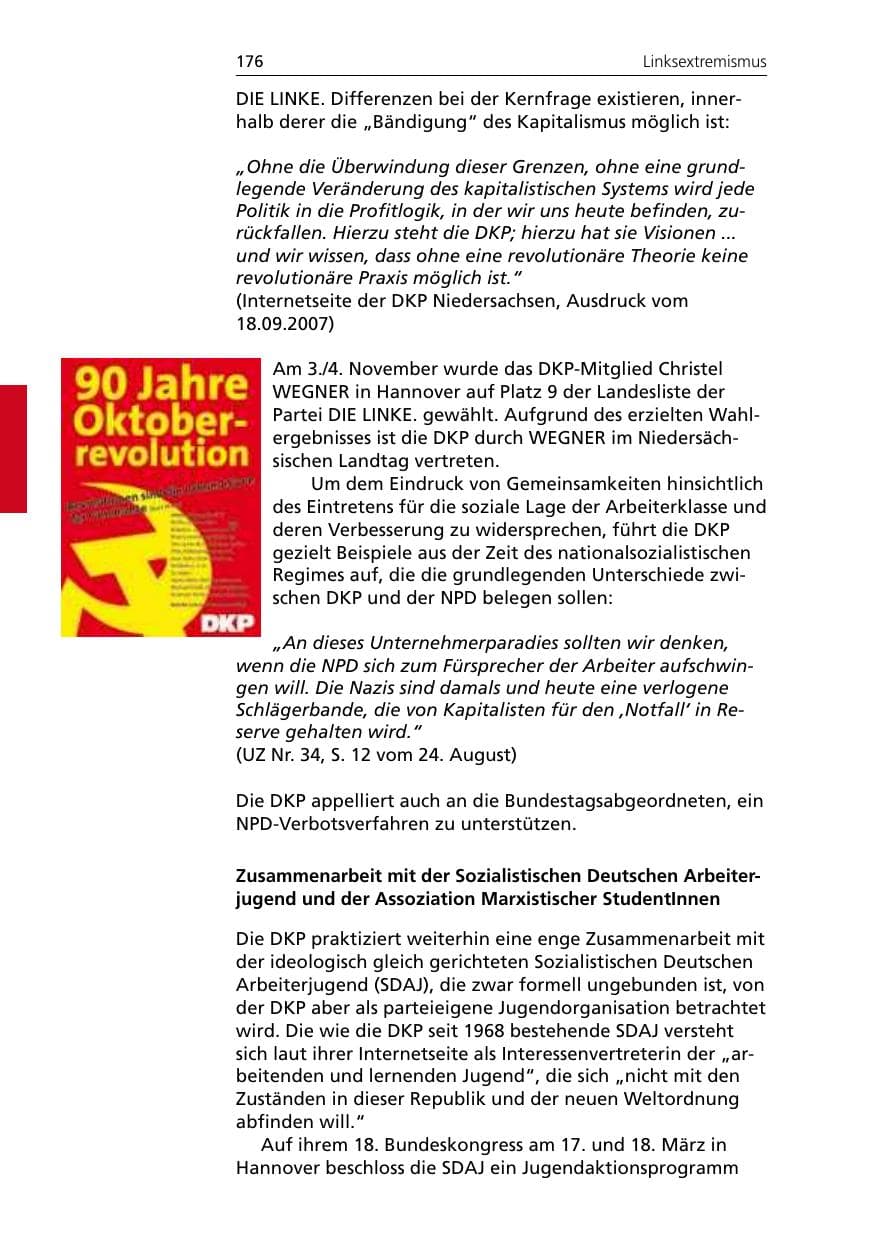 Seite 178 des Verfassungsschutzbericht 2007 Niedersachsen