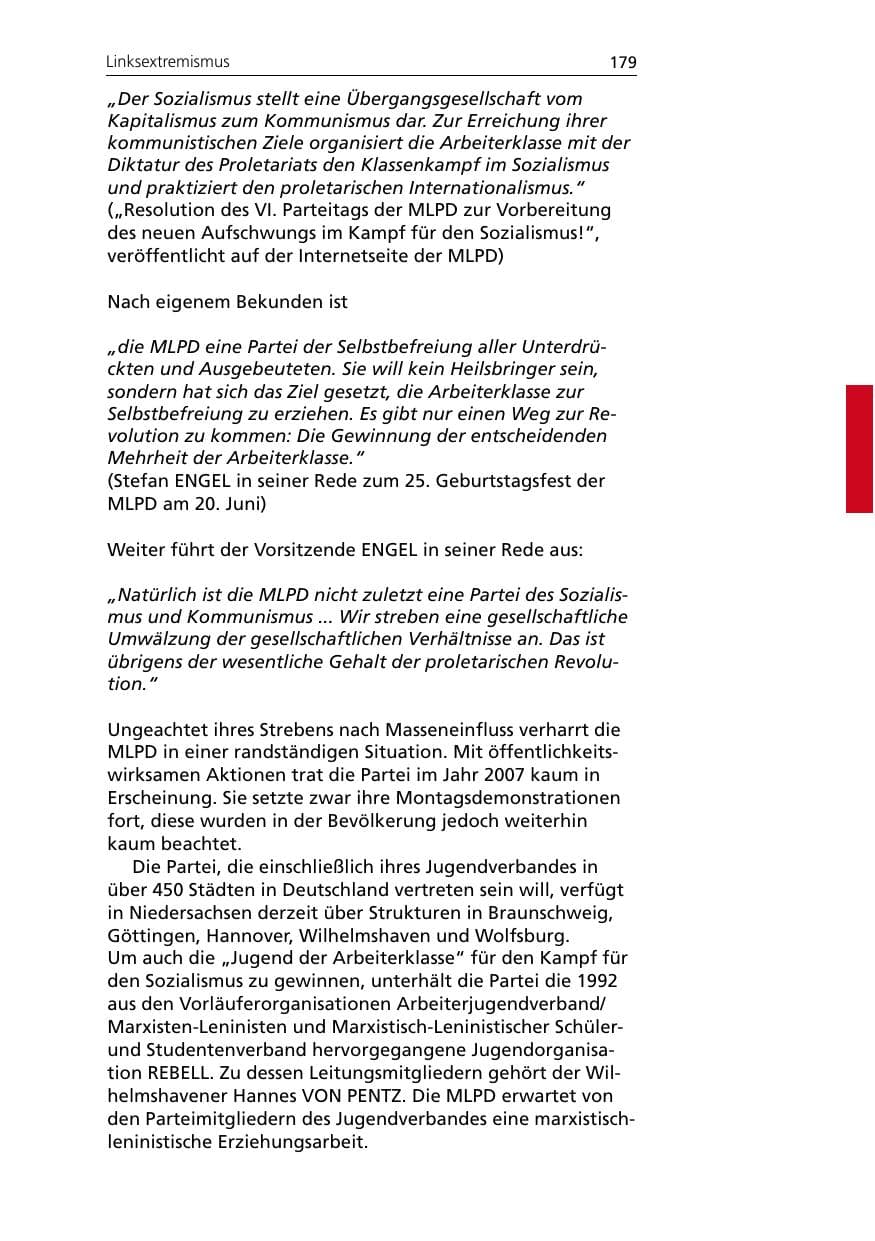 Seite 181 des Verfassungsschutzbericht 2007 Niedersachsen