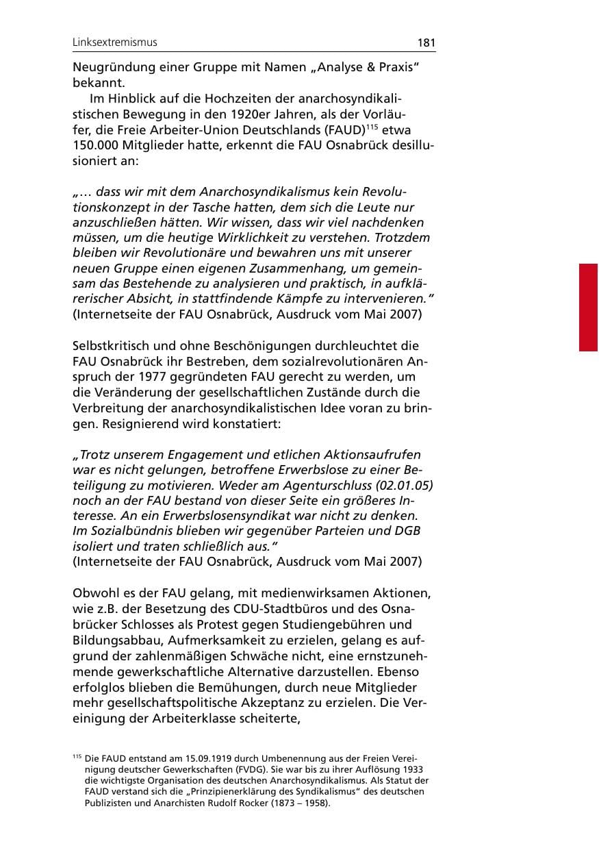 Seite 183 des Verfassungsschutzbericht 2007 Niedersachsen