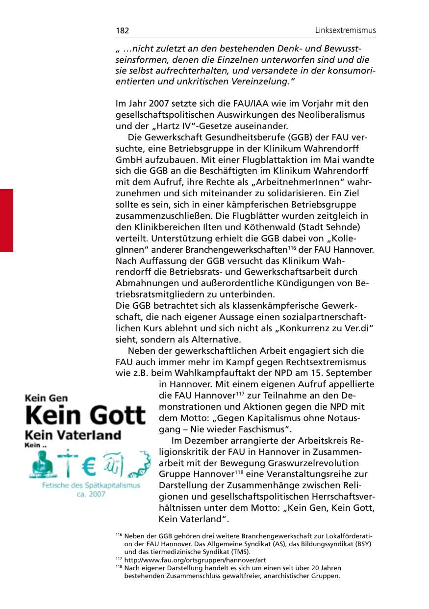 Seite 184 des Verfassungsschutzbericht 2007 Niedersachsen